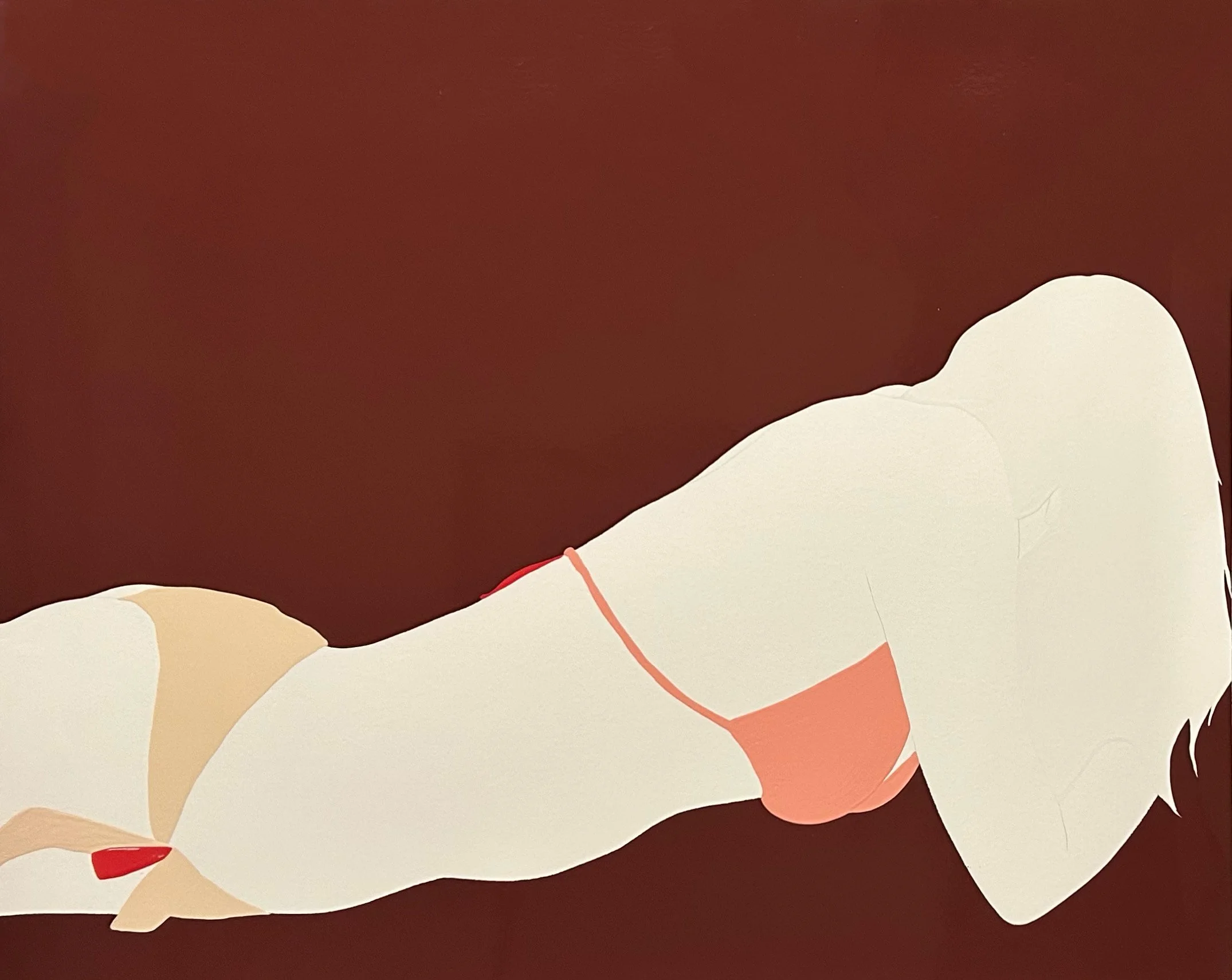 Natasha Law, Lying Pink and Brown, 2025, Gloss on cartridge paper, 48 x 60 in, 54 x 66.5 in Framed