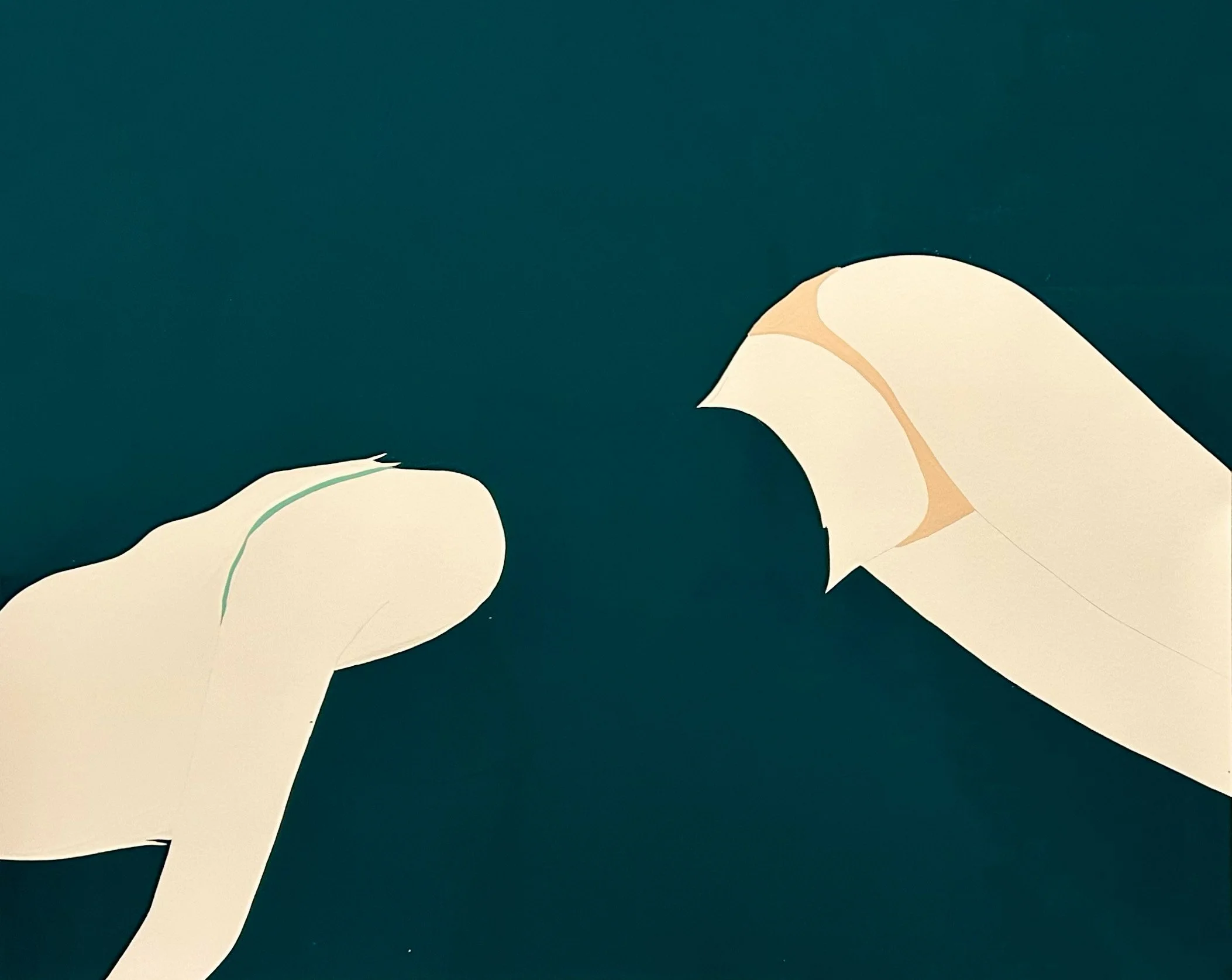 Natasha Law, Lying Pink on Green, 2025, Gloss on cartridge paper, 48 x 60 in, 54 x 66.5 in Framed