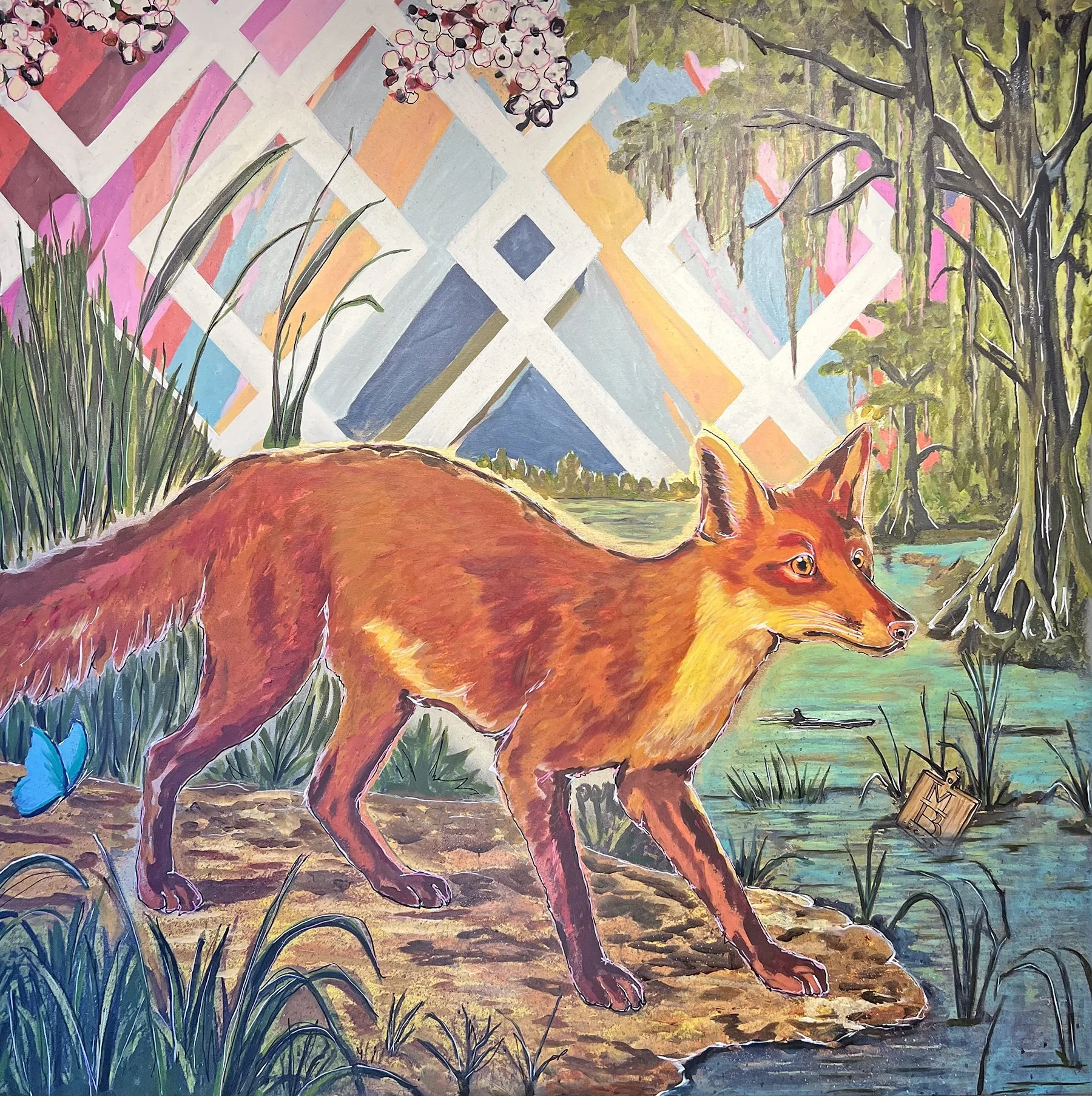 Mark Boomershine, Fox, 2026, Mixed media on canvas, 60 x 60 inches 