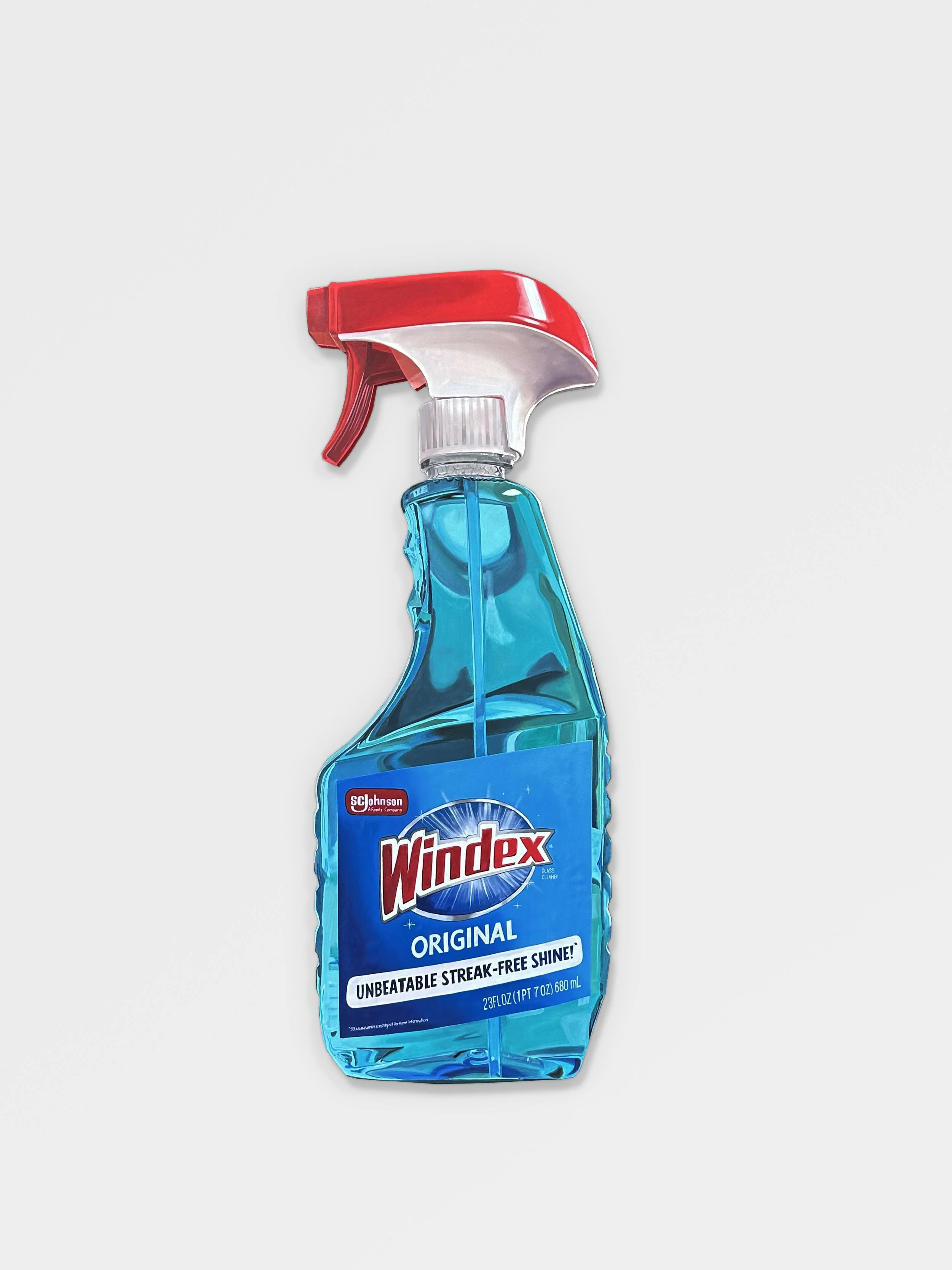Gemma Gené, Windex, 2025, Oil on canvas mounted on wood cut out, 60 x 22 inches