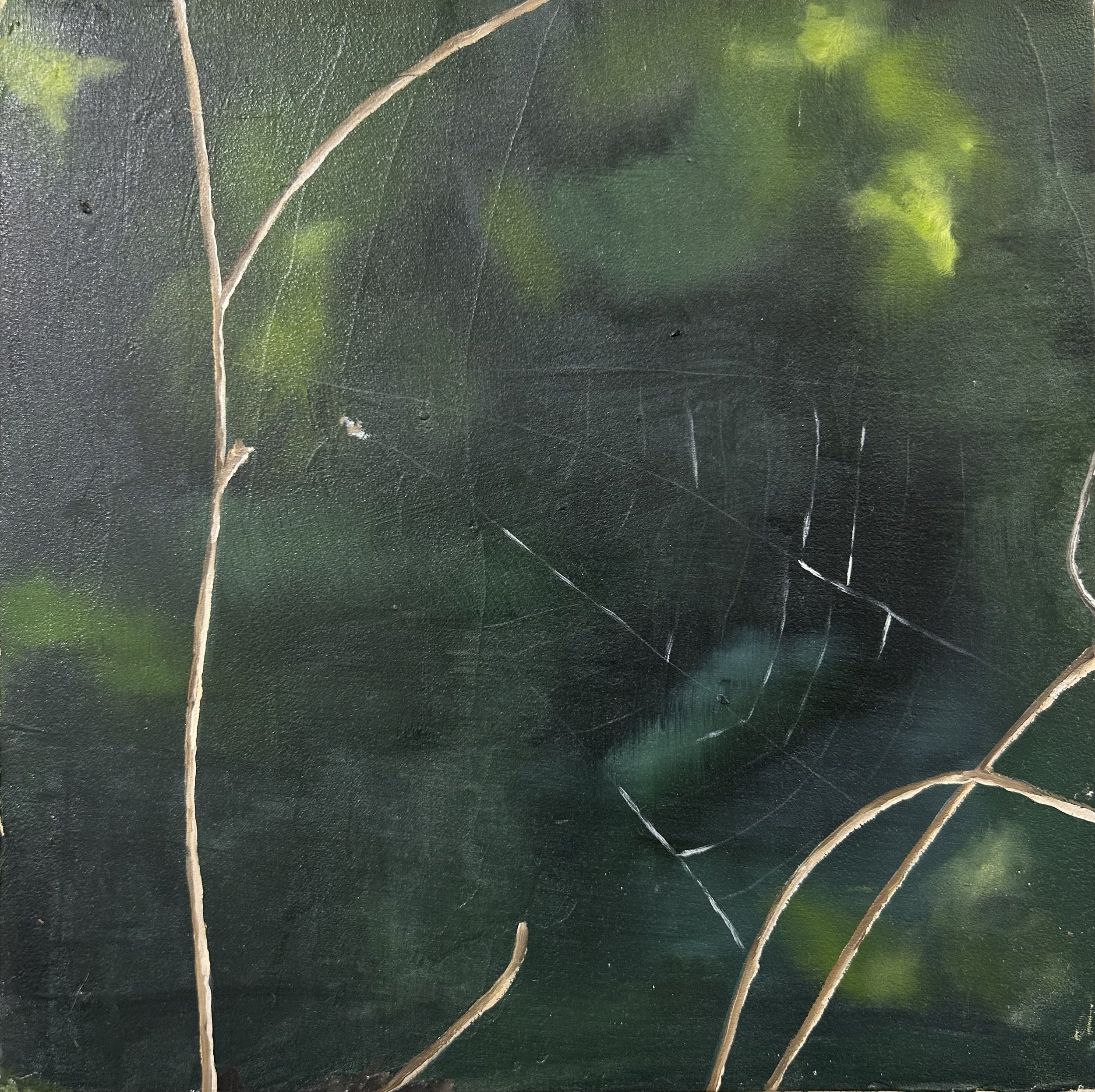 Holland Cunningham, Spun, 2026, Oil on board, 10 x 10 inches