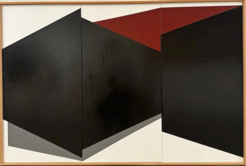 Jason Trotter, Interaction: Tectonic Black, 2025, Acrylic on canvas, 37 x 55 x 2 inches