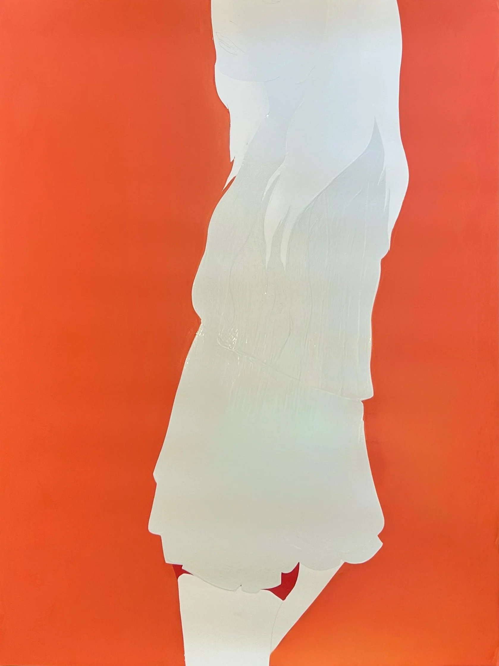 Natasha Law, Figure in a White Shirt, 2026, Gloss on cartridge paper, 54 x 39 inches, 60 x 46 inches Framed