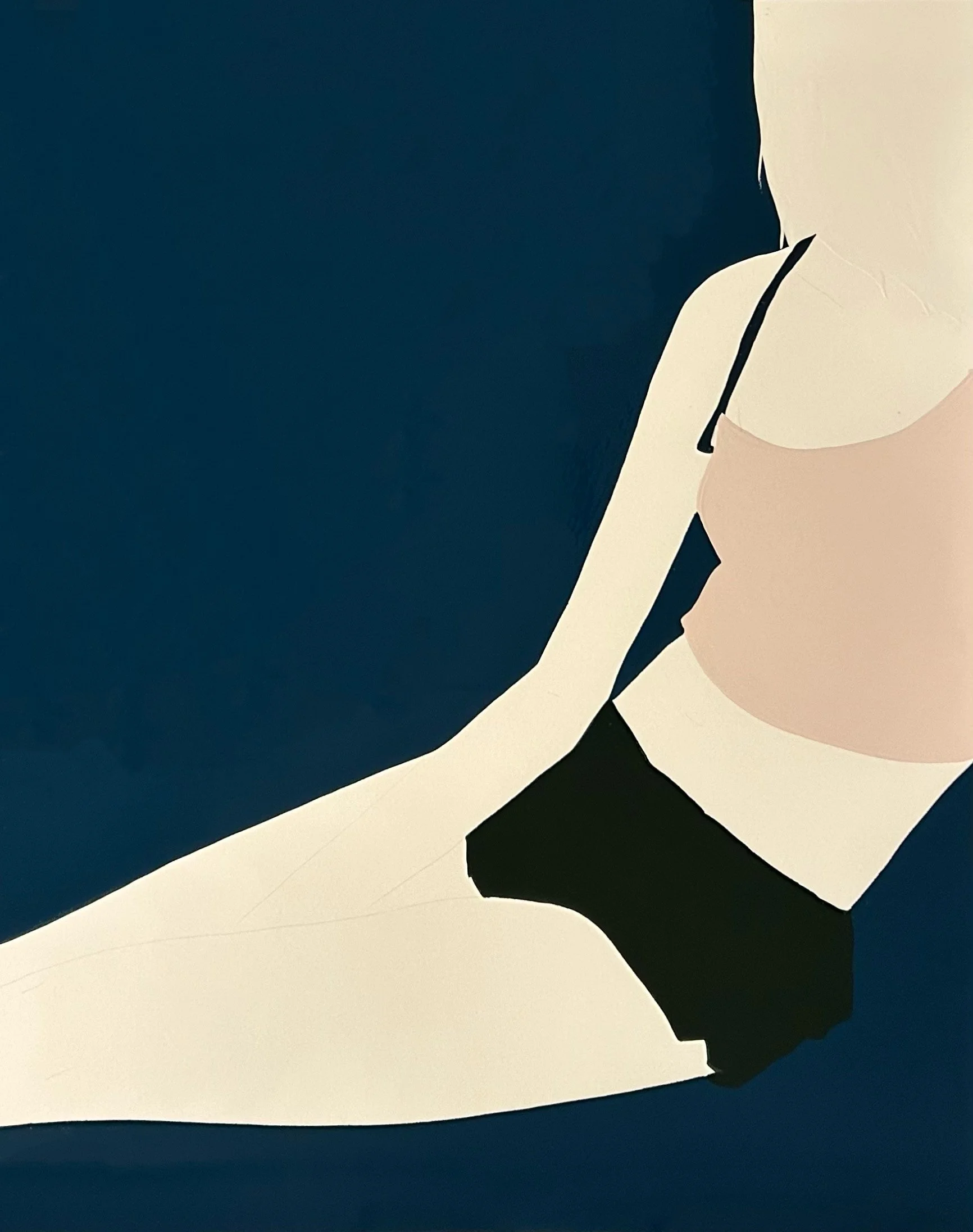 Natasha Law, Sitting Pink and Black, 2025, Gloss on cartridge paper, 60 x 48 in, 66.5 x 54 in Framed