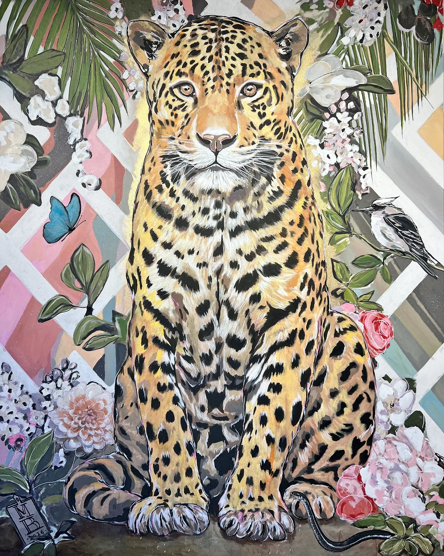Mark Boomershine, Leopard, 2026, Mixed media on canvas, 60 x 48 inches 