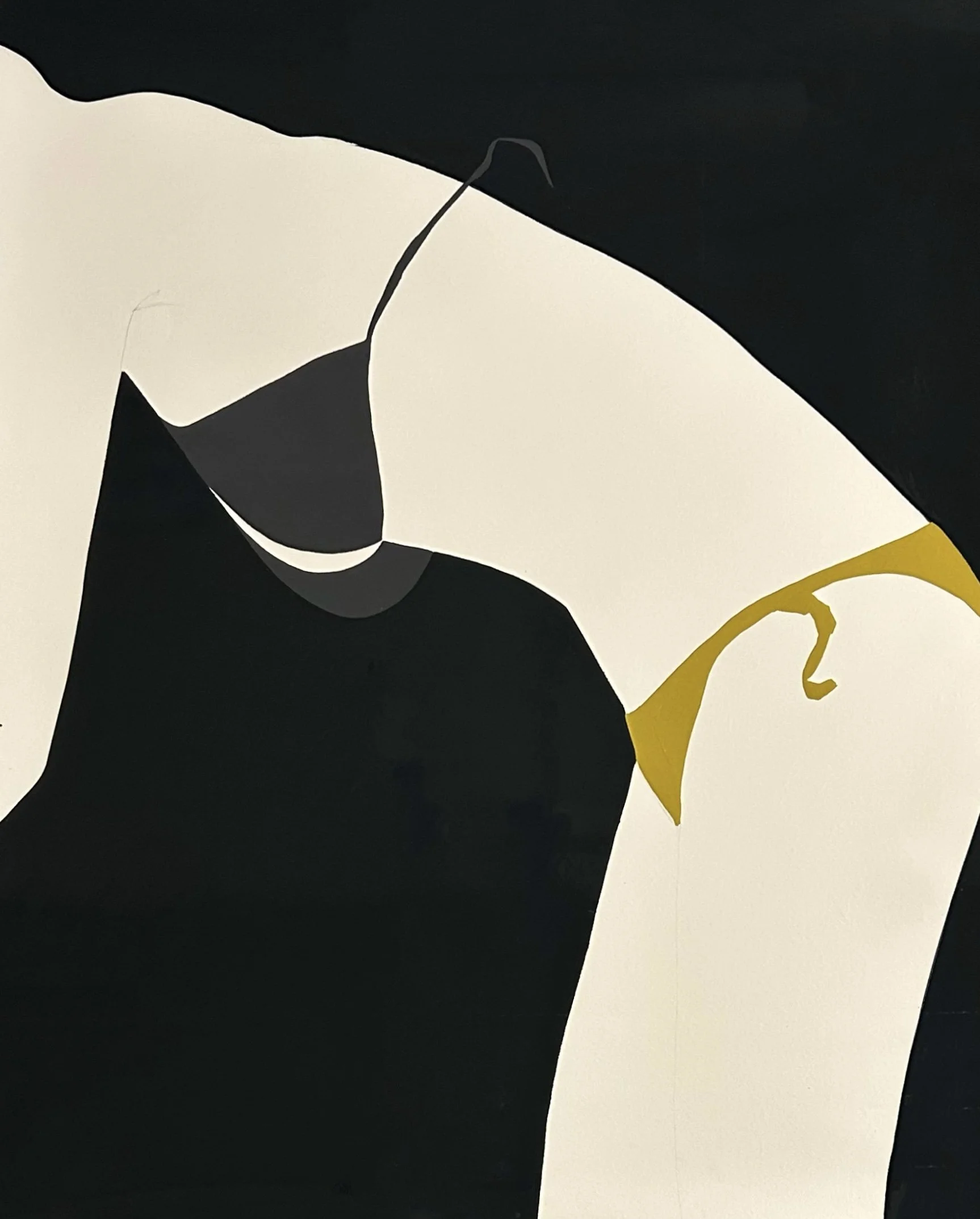Natasha Law, Leaning Grey and Gold, 2025, Gloss on cartridge paper, 60 x 48 in, 66.5 x 54 in Framed