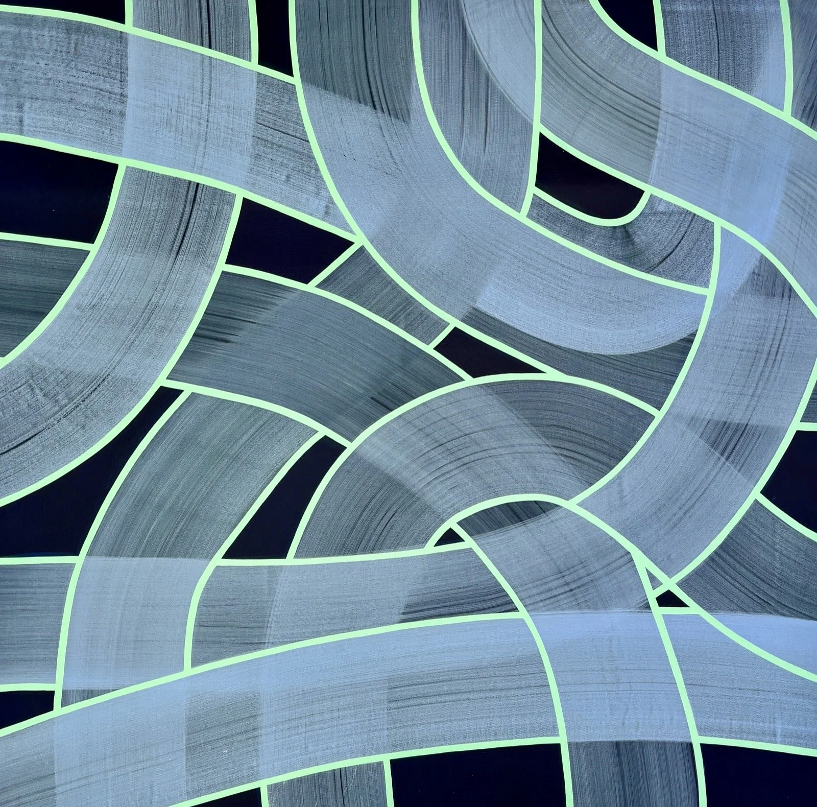 Lucy Soni, Silky Wave (mint), 2025, Acrylic on canvas, 36 x 36 inches