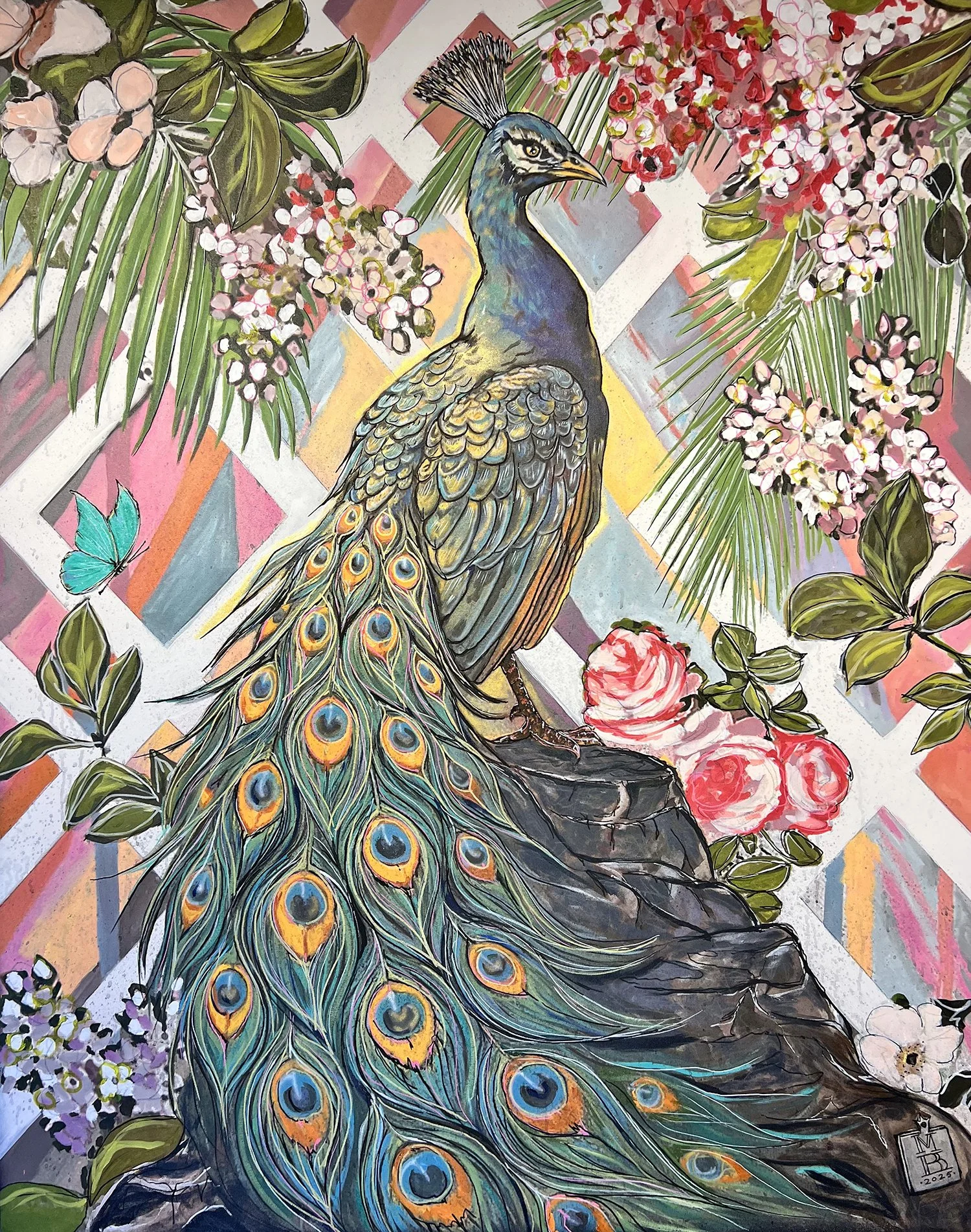 Mark Boomershine, Peacock, 2025, Mixed media on canvas, 60 x 48 inches 