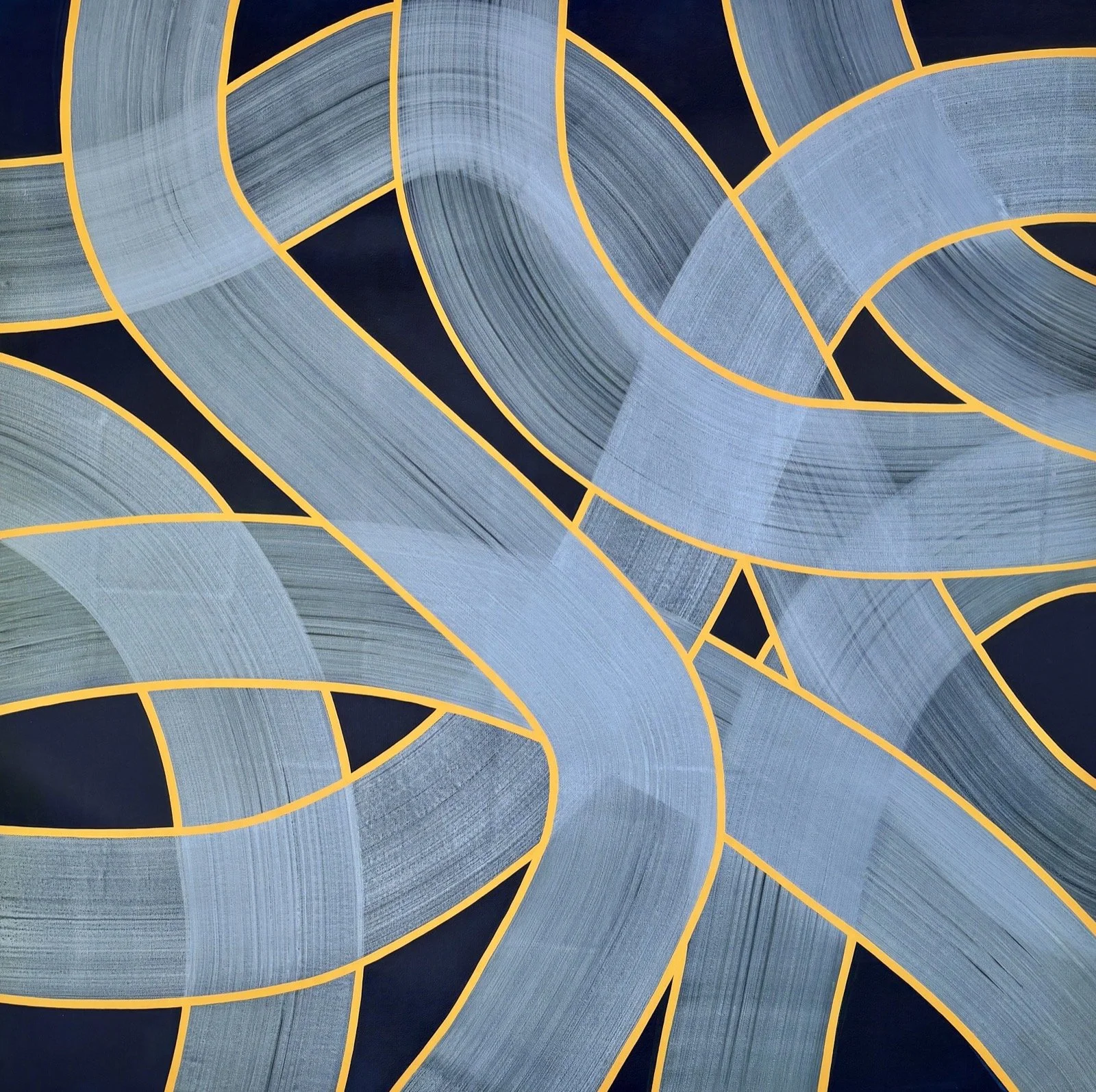 Lucy Soni, Silky Wave (yellow), 2025, Acrylic on canvas, 36 x 36 inches