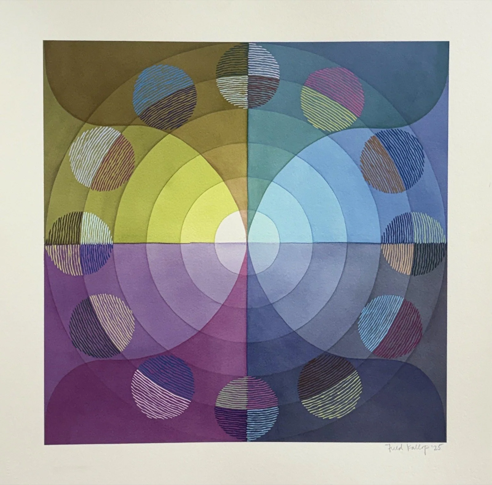 Field Kallop, Hourglass Study, 2025, Watercolor on paper, 22.5 x 22.5 inches