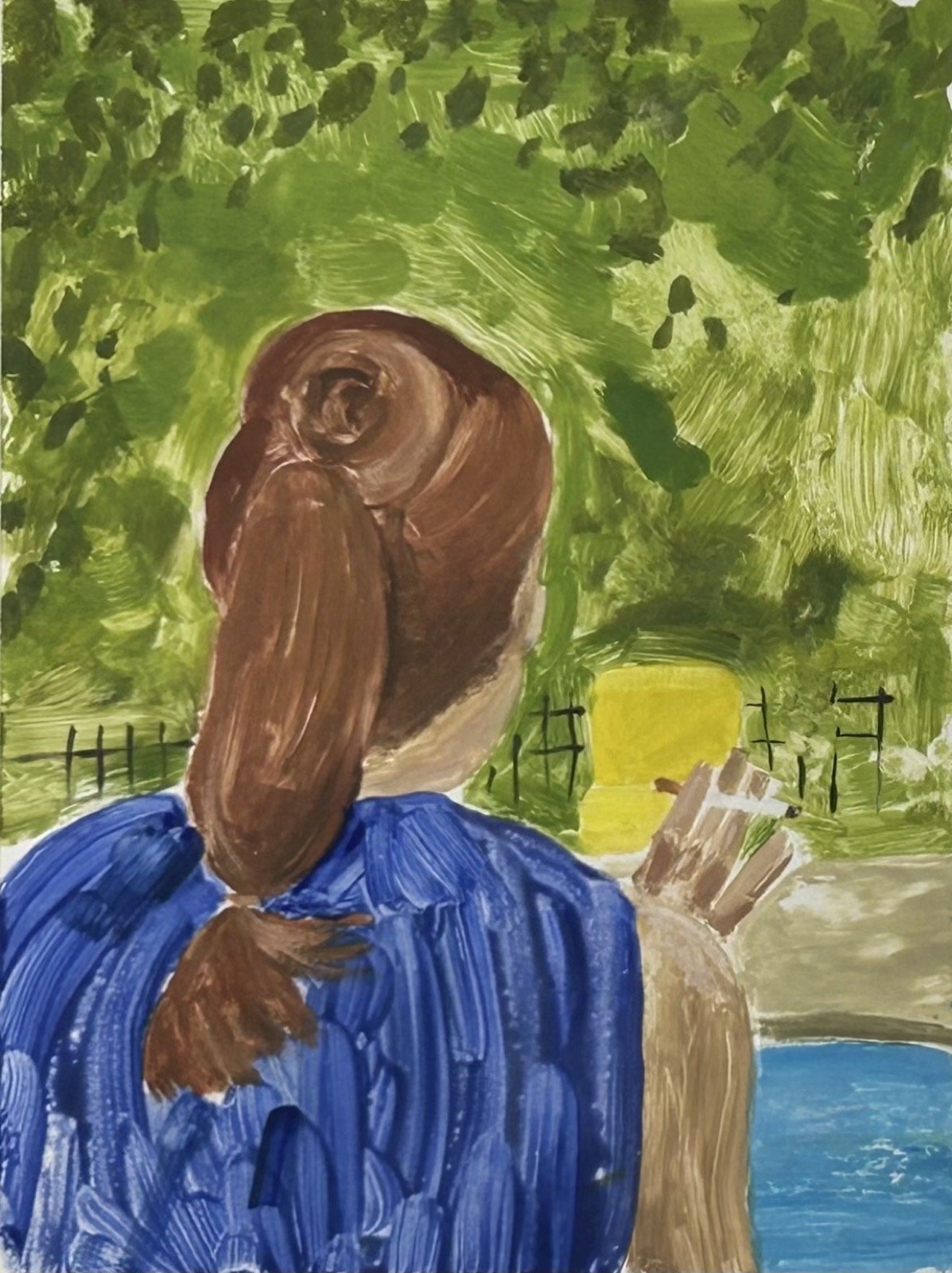 Holland Cunningham, Why Would You Want to Swim Home?, 2024, Monotype and oil on paper, 12 x 9 inches