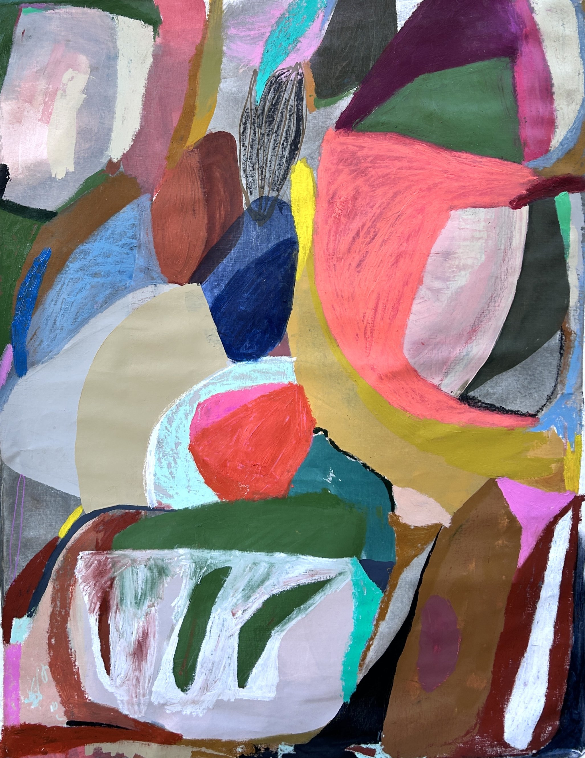 Quicksand, 2024, Portugal, Oil, oil stick, and acrylic on linen, 62 x 49 inches