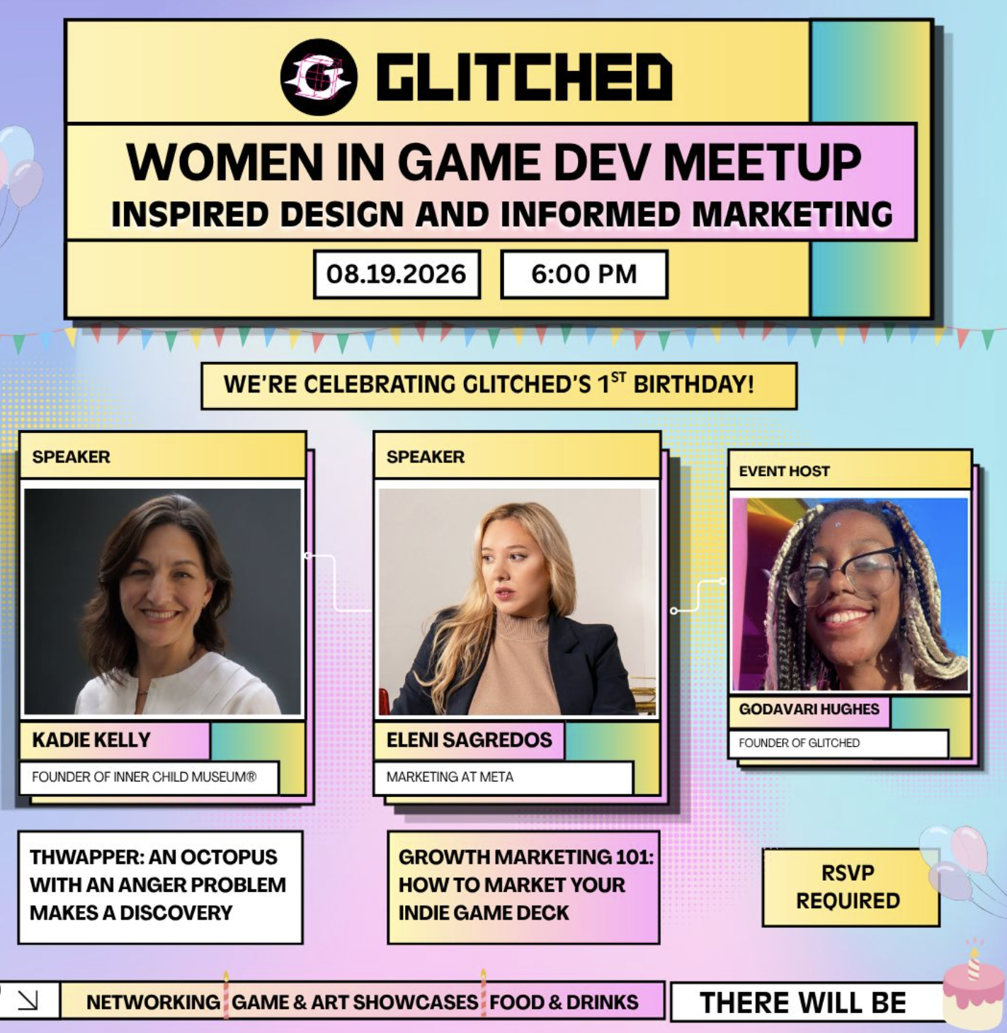 Glitched-Women in Game Dev One Year Anniversary: Inspired Design & Informed Marketing