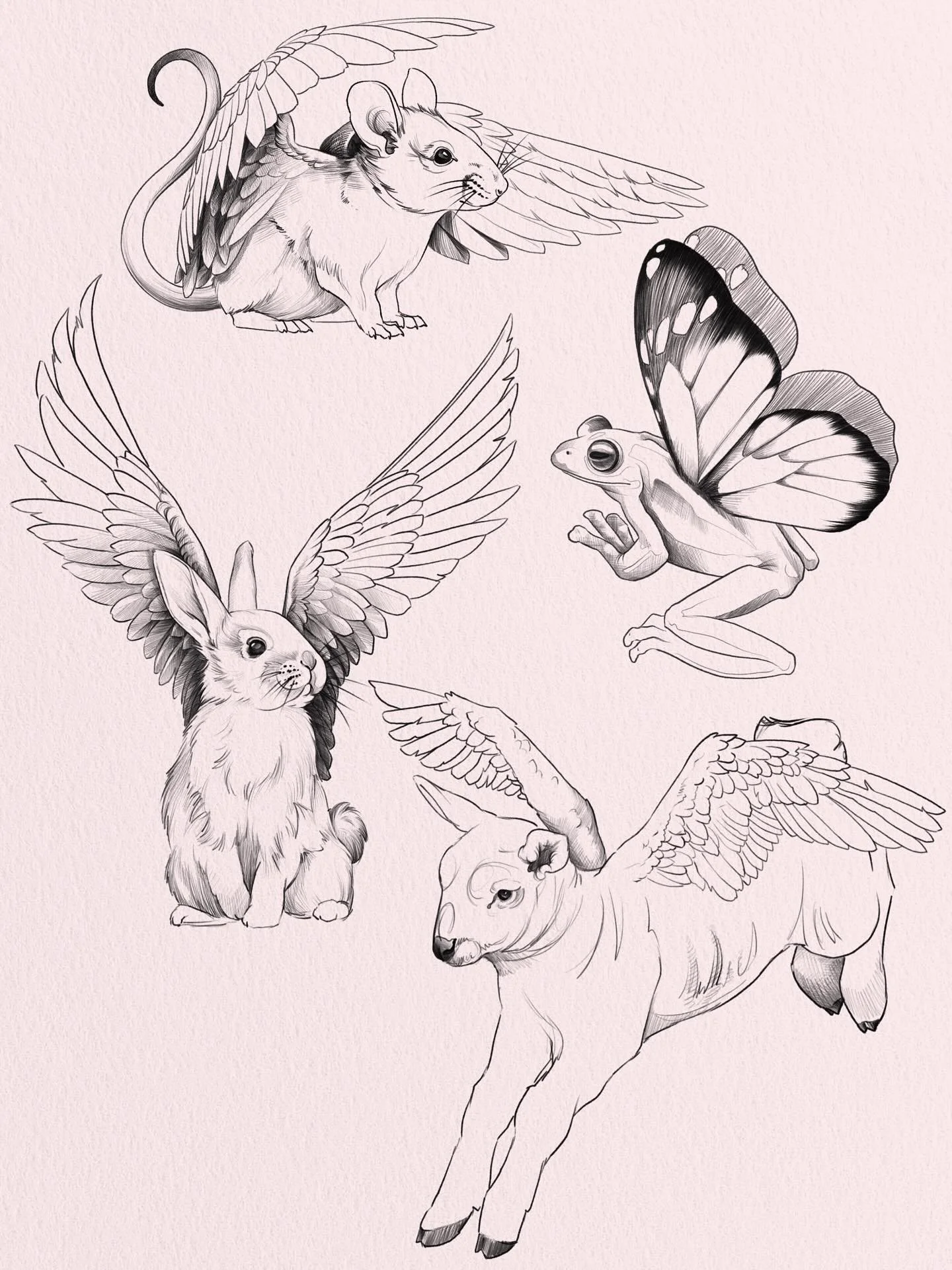 New flash sheets ready to become tattoos! 🌸✨

I&rsquo;ve been adding more sleepy animals nestled in flowers, and another with whimsical winged creatures to add to cute animals collection!

Some of these are still line drawings, but don&rsquo;t worry