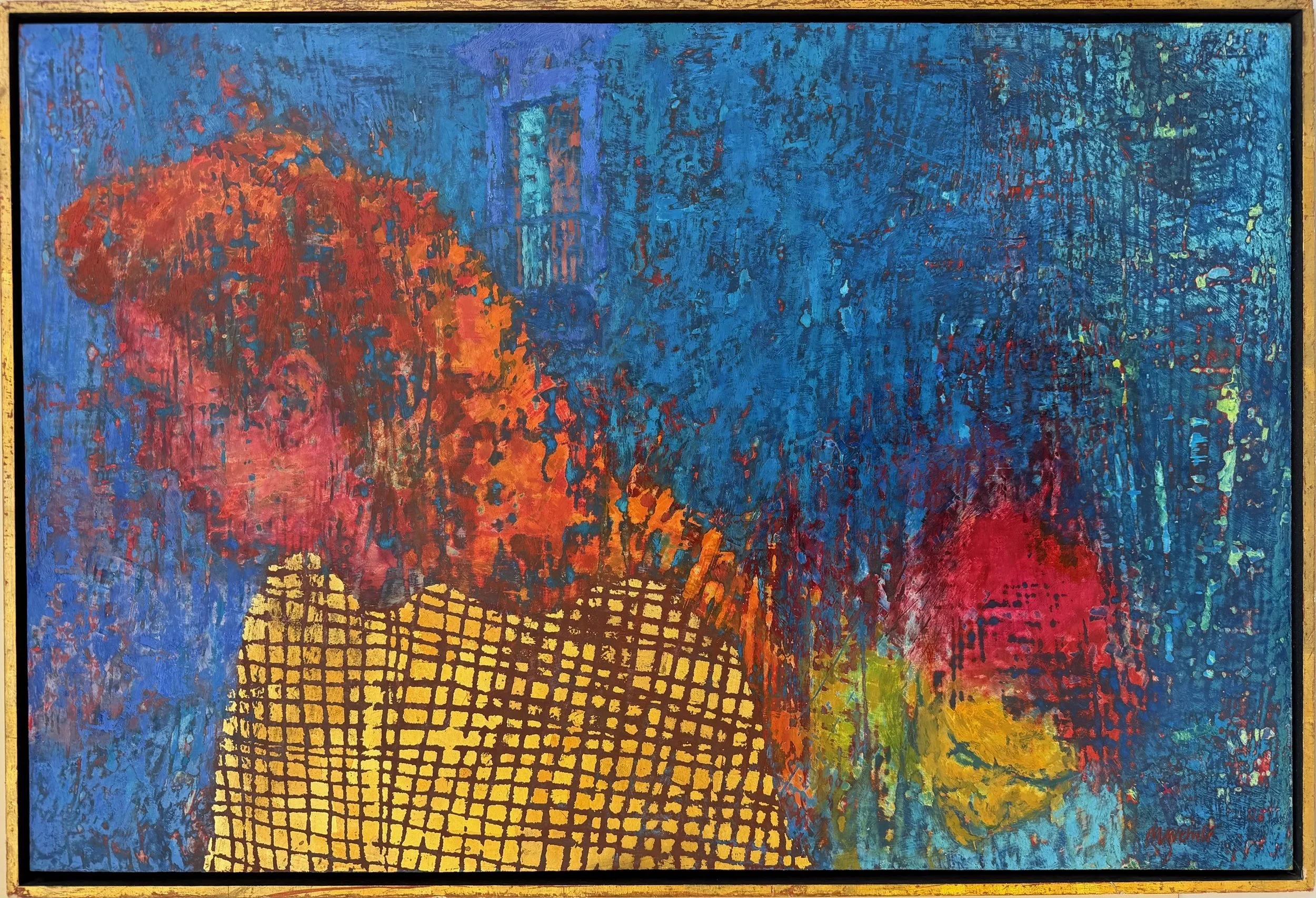 “Looking at Twilight”; Oil & Gold Leaf; 23”H x 34”W; 1991