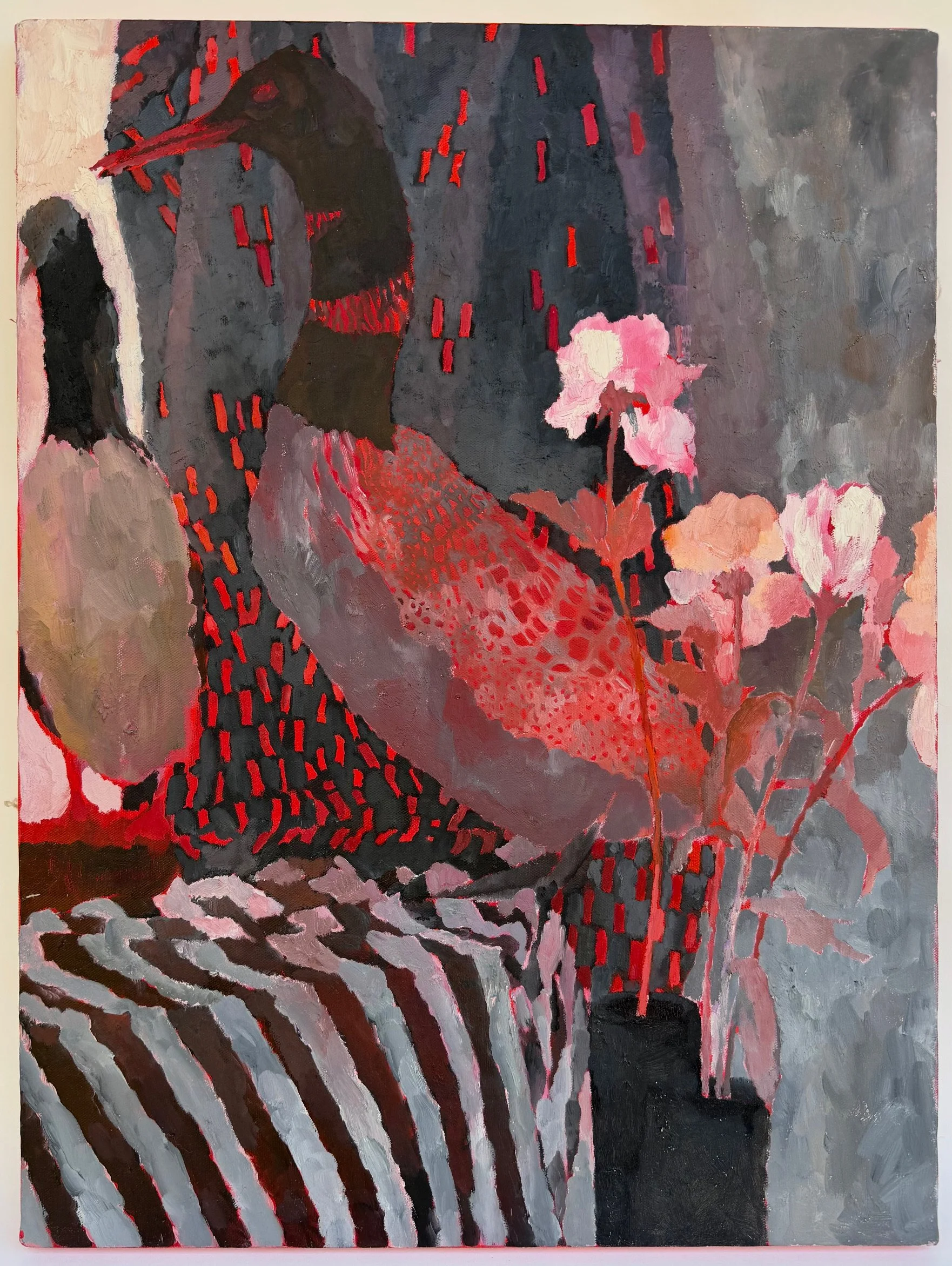 “Red Loons”; Oil; 24”H x 18”W; 1987