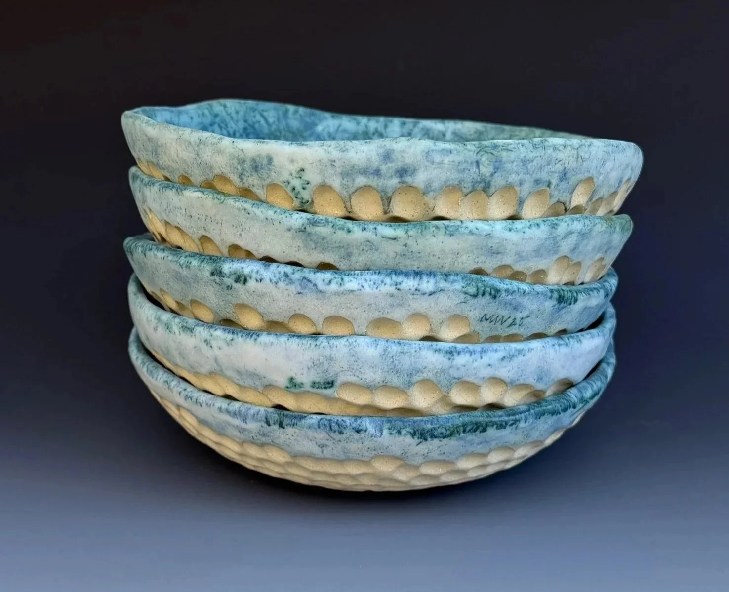 “Dimple Bowl_stack”; Ceramic; 9” diameter; 2025