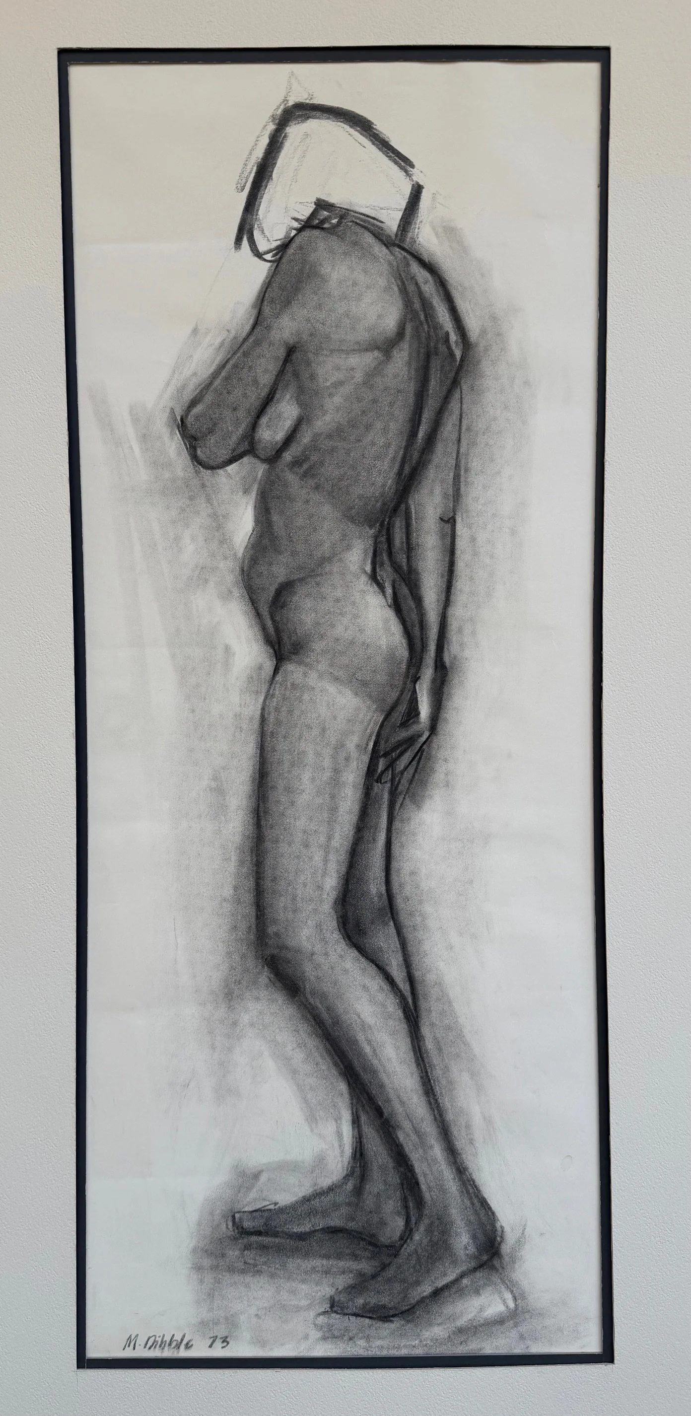 “Figure”, Charcoal; 32”H x 13”W; 1973