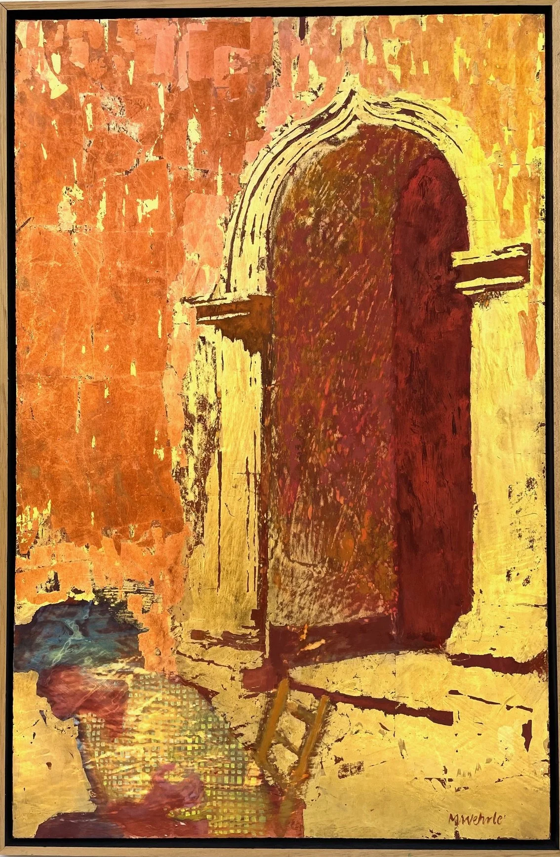 “Tourist Series #1”; Oil, Metal Leaf; 31”H x 20.5”W; 1991