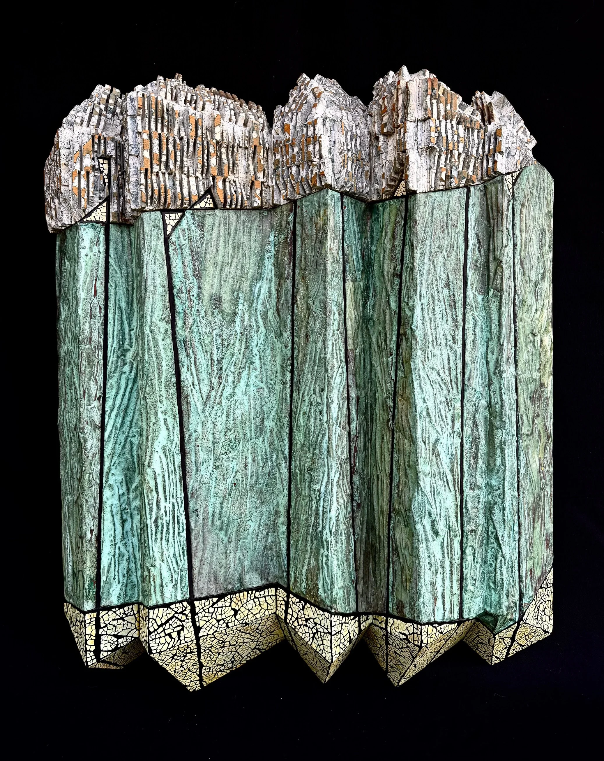 “Hymn #5”; Casein, Eggshell, Wood, Copper; 29”H x 24.5” W x 5”D; 2000