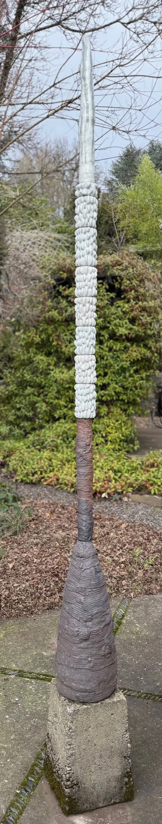 “Vertical Landscape”; Stoneware; 98”H x 9”W; 2017