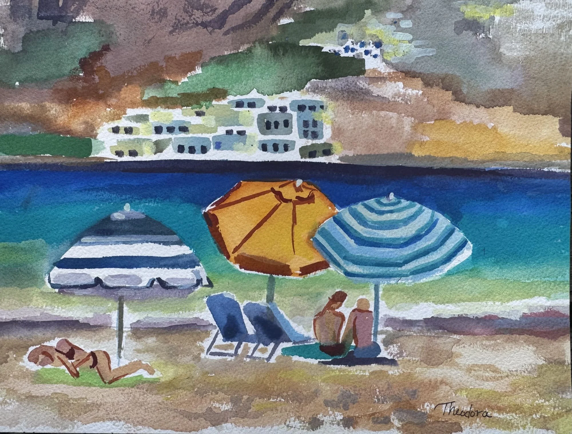 Amorgos watercolor plein air