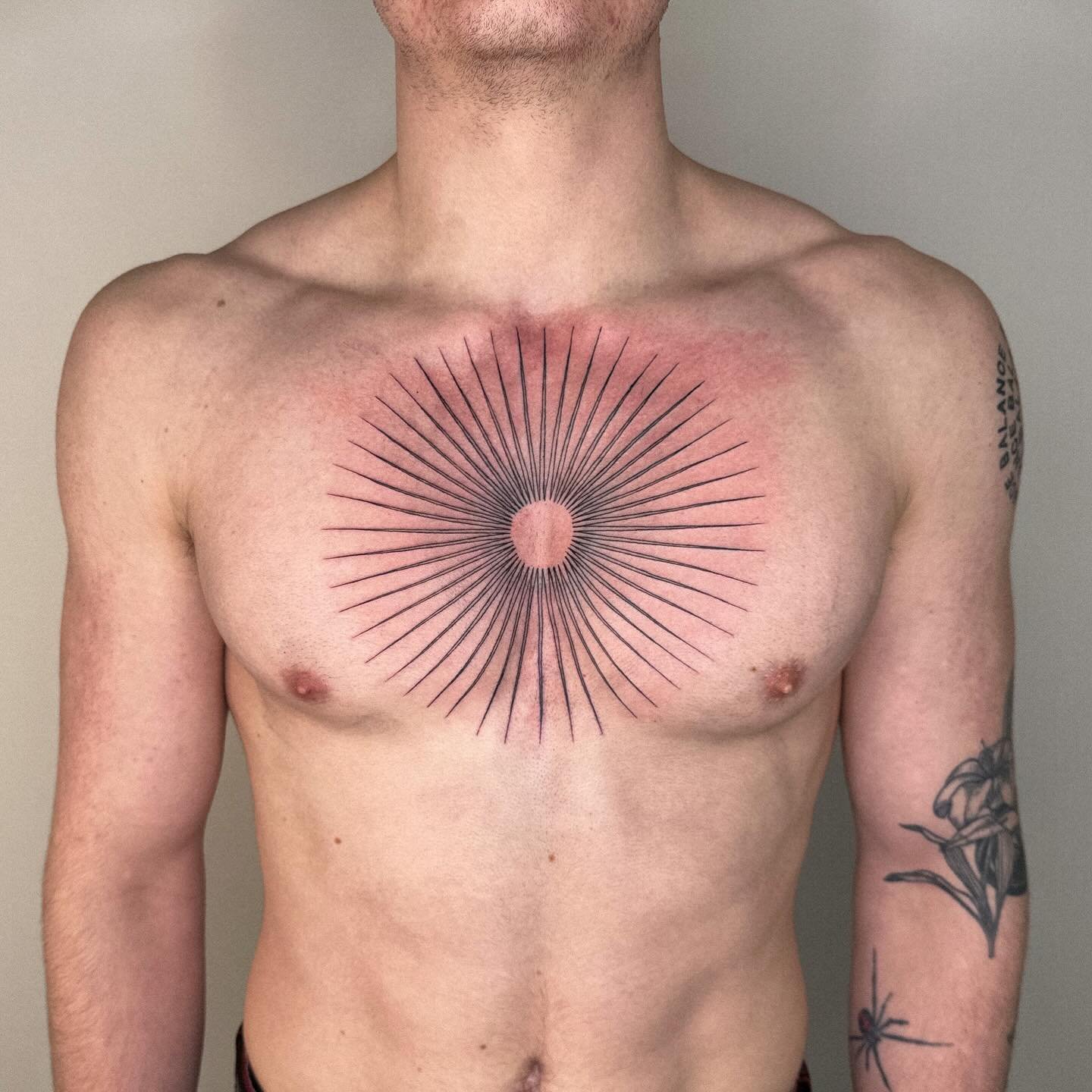 chest burst from my flash. made in london @auraninetyfour  #tattooideas #chesttattoo #contemporarytattooing #tattoo