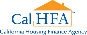 Logo for California Housing Finance Agency (CalHFA) with a stylized house and text