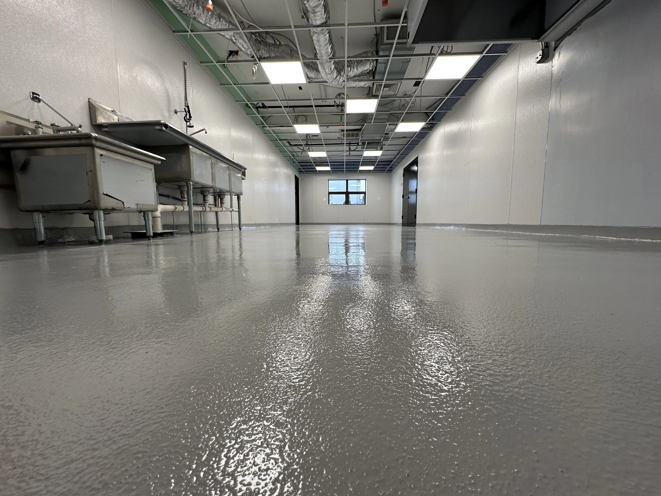 Commercial Kitchen with Urethane Cement Flooring in Farmingdale, New York