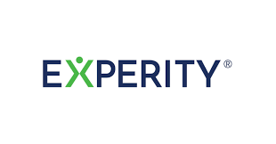 Logo of Experity with blue and green text