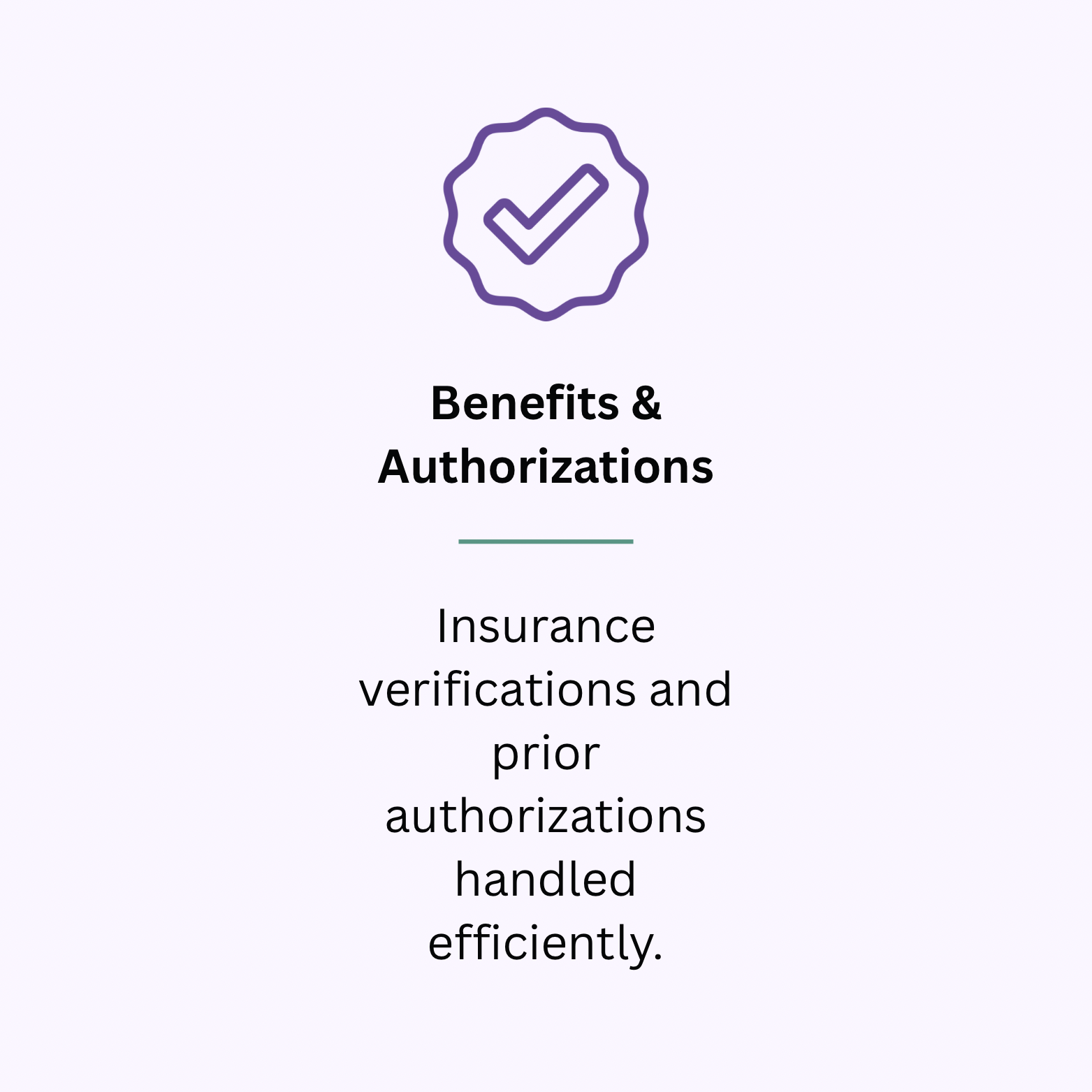 Icon of a checkmark inside a badge representing benefits and authorizations