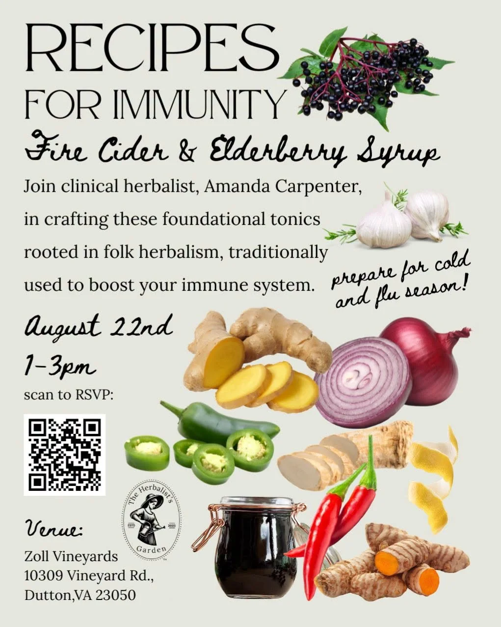 Recipes for Immunity: Fire Cider &amp; Elderberry Syrup Workshop