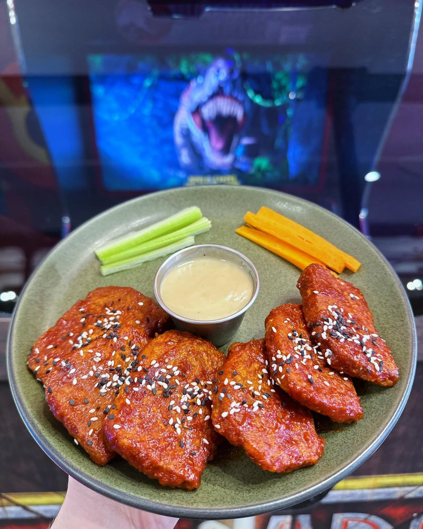 It&rsquo;s Wing Wednesday and that means a new flavor: Gochujang wings!!

These seitan wings are smothered in Gochujang sauce topped with sesame seeds and served with a creamy tahini dipping sauce! 

But don&rsquo;t worry we still have all the classi