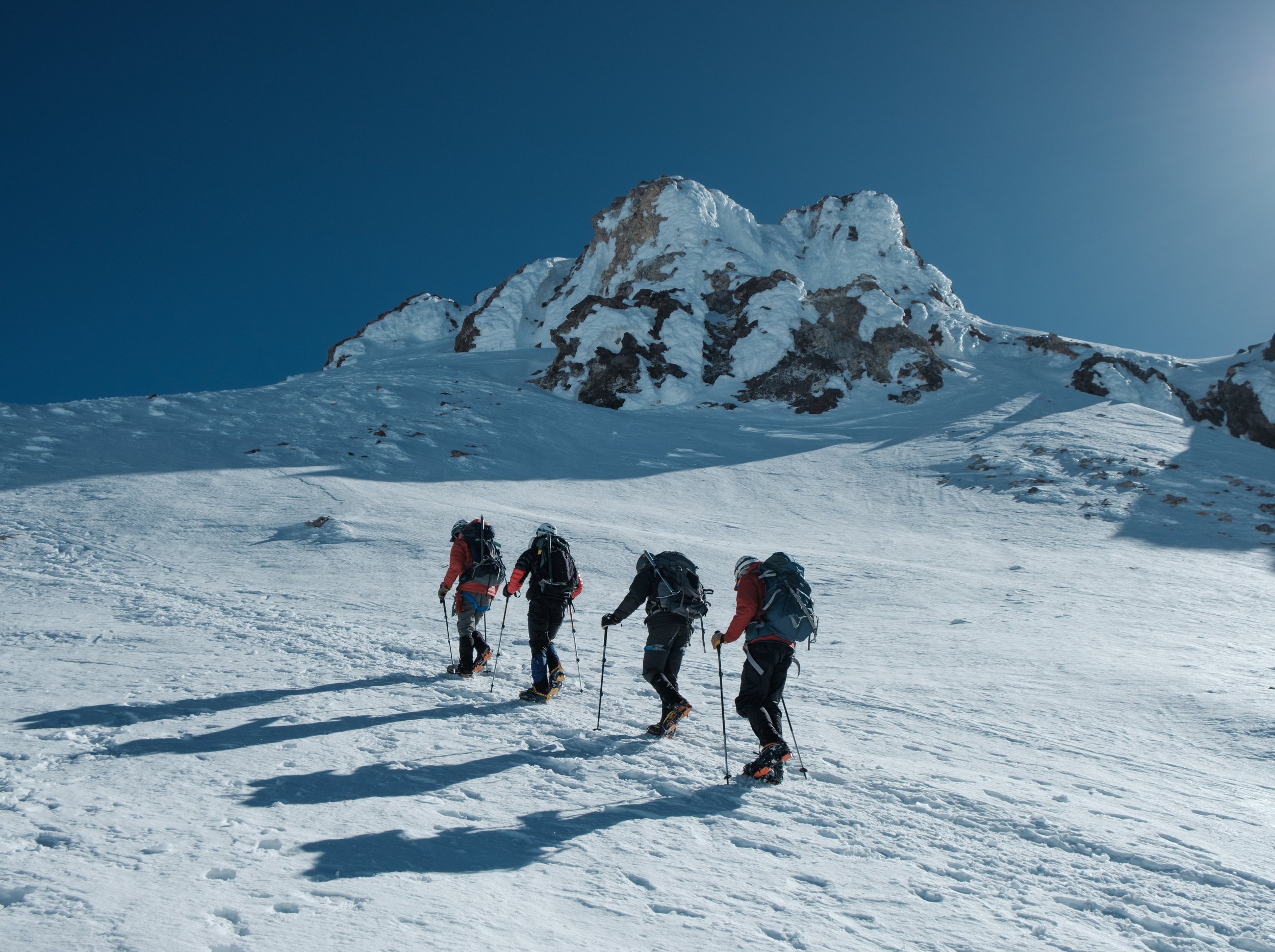 Mountaineers near the summit of Mount Shasta