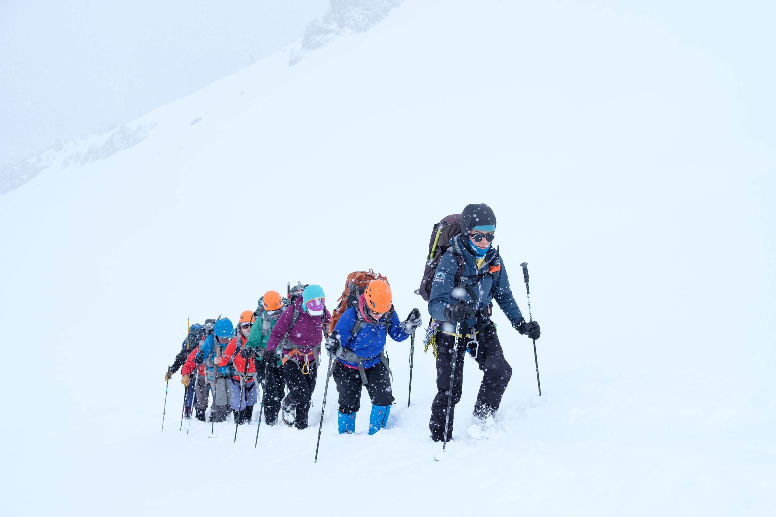 Female climbers push on to the summit of mt shasta