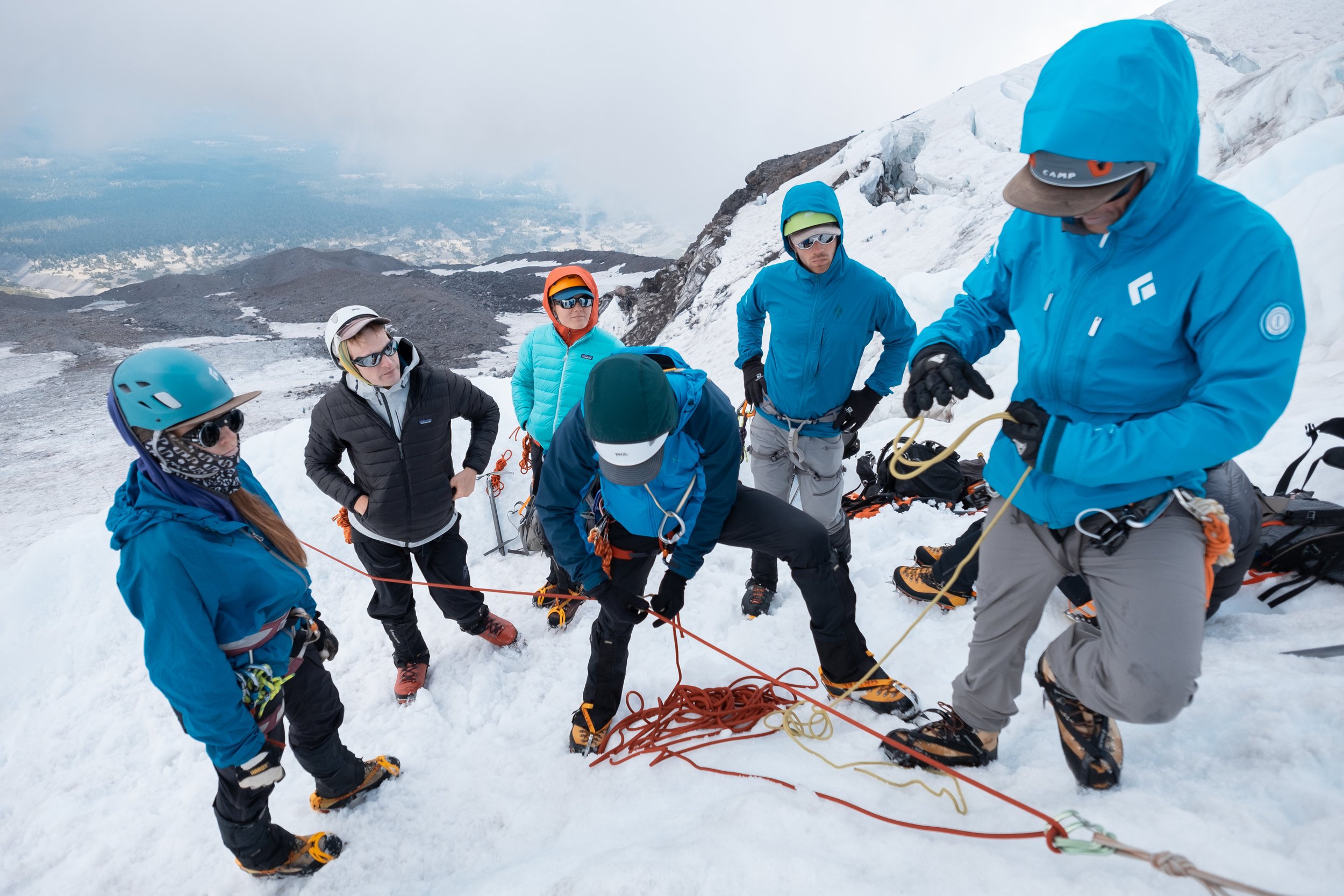 Denali prep mountaineering course participants learn the ins and outs of rope systems