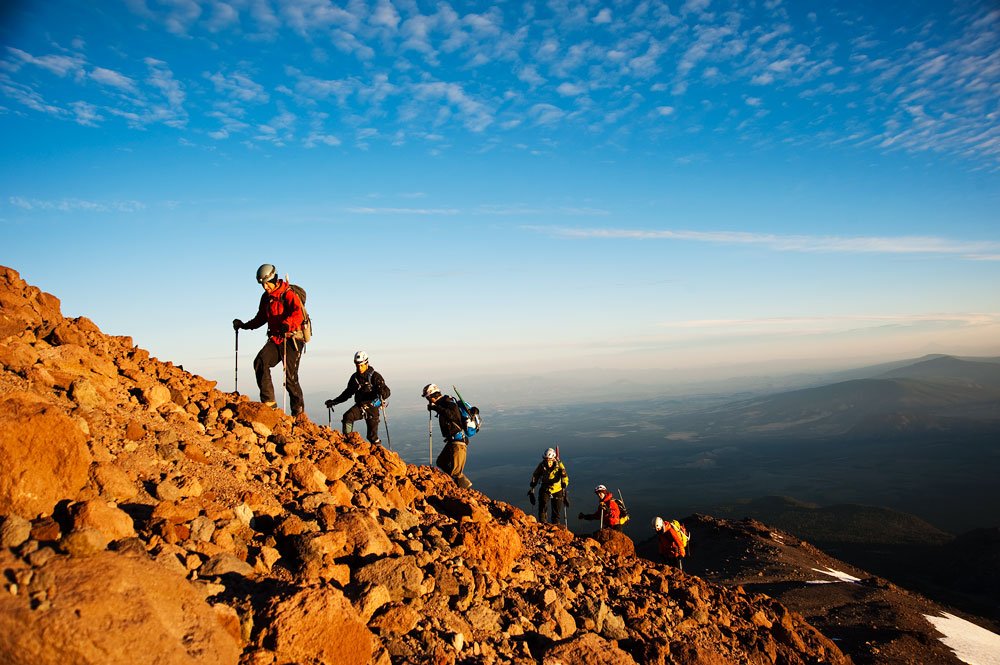 Approaching the glacier on the Hotlum-Bolam Ridge Mt. Shasta photo: Garret Smith