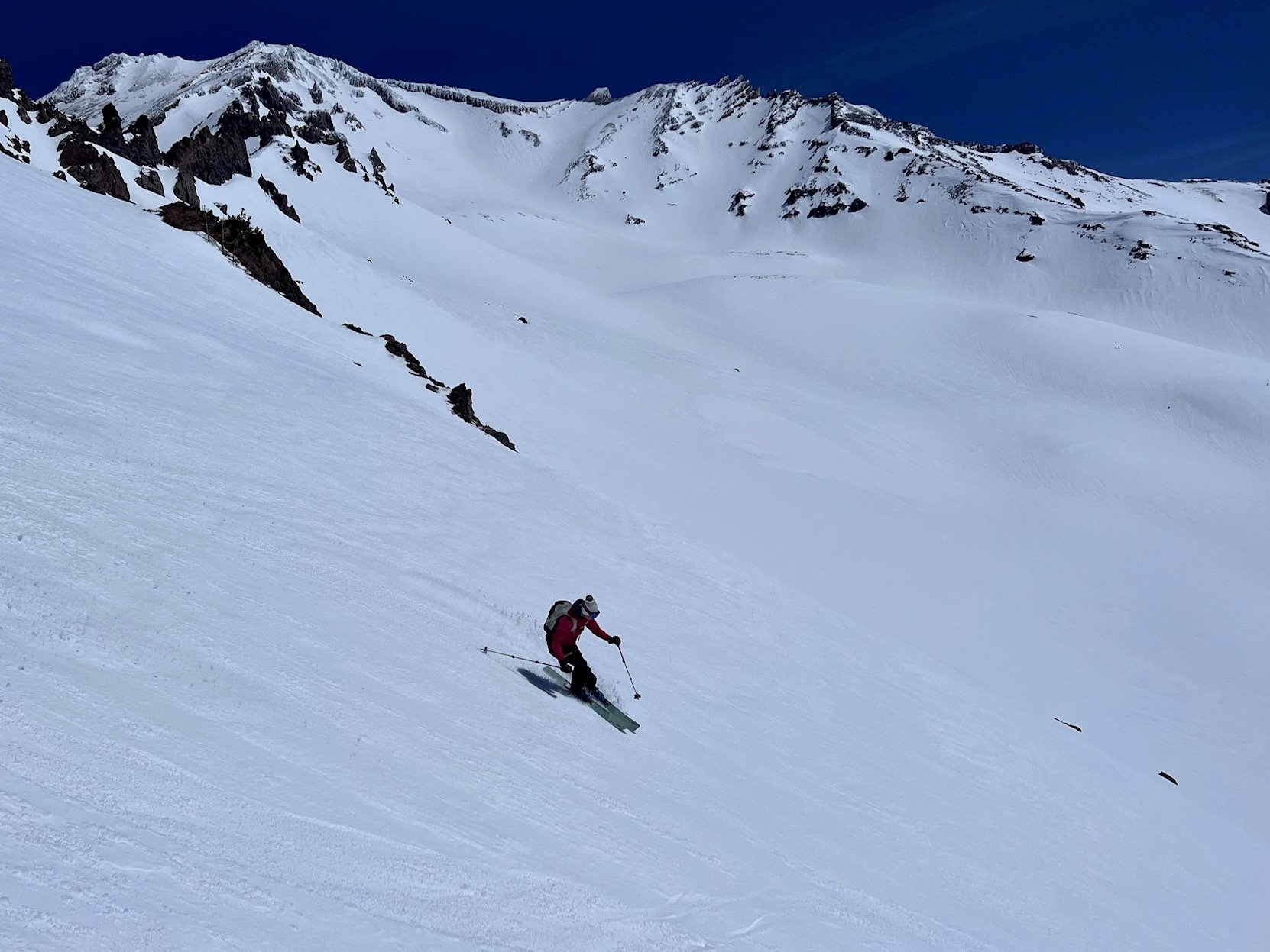 Sping skiing in the backcountry on mt shasta
