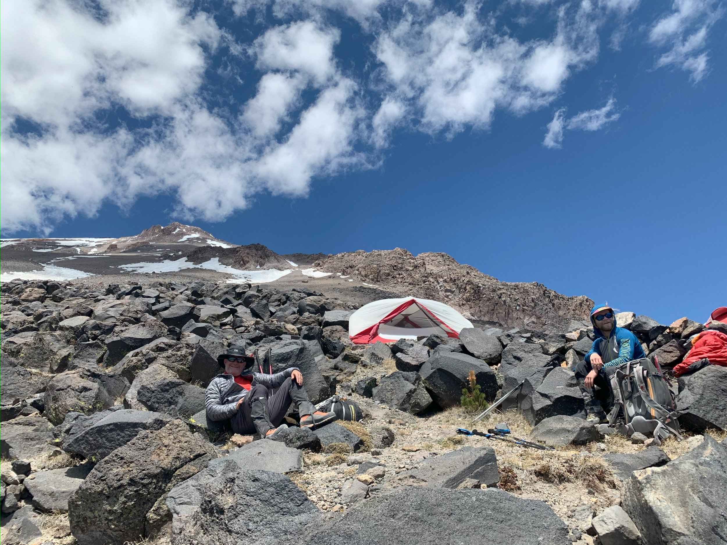 Basecamp on mt shasta on the clear creek route