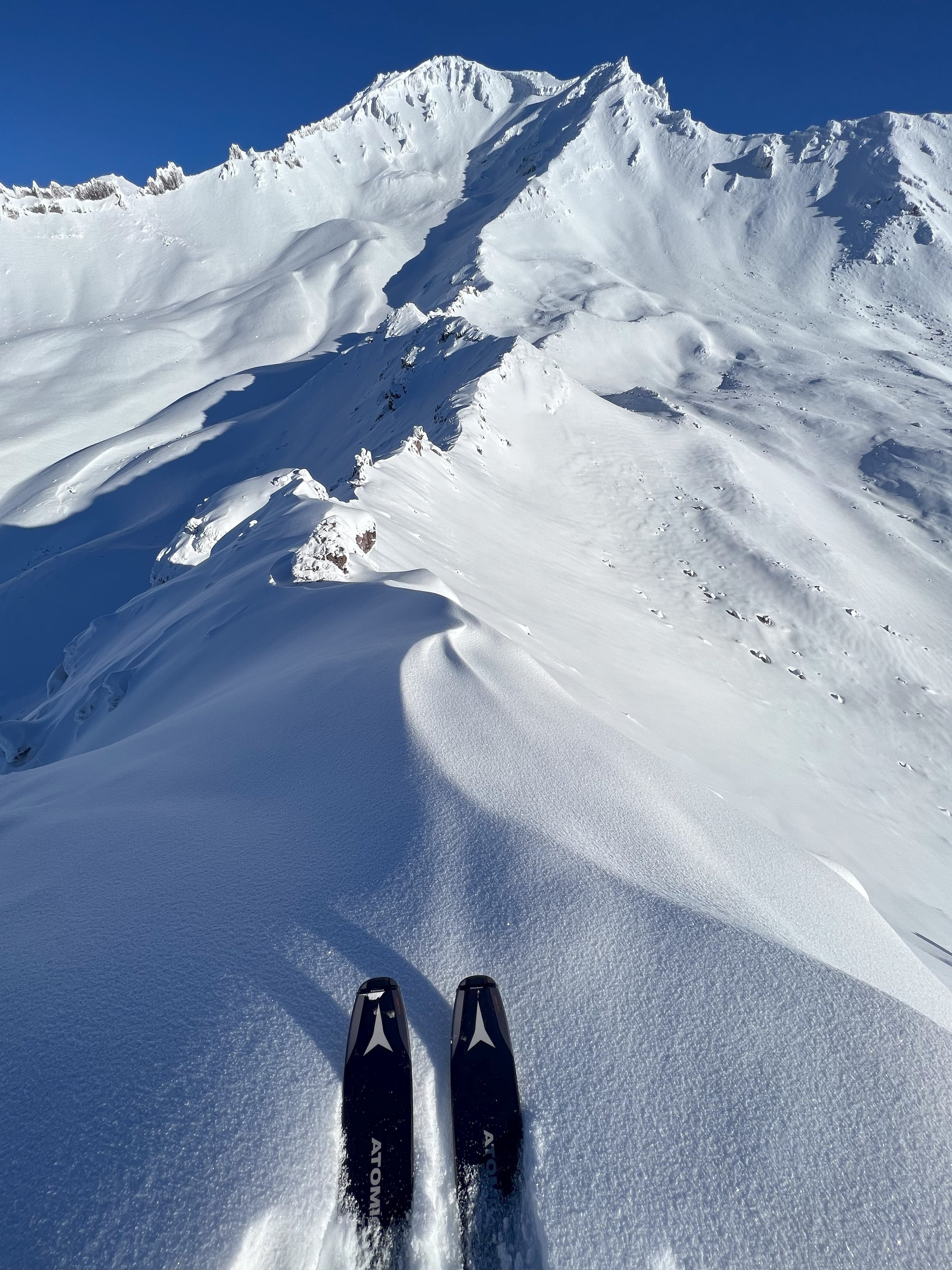 Skis on a ridge of Mt shasta