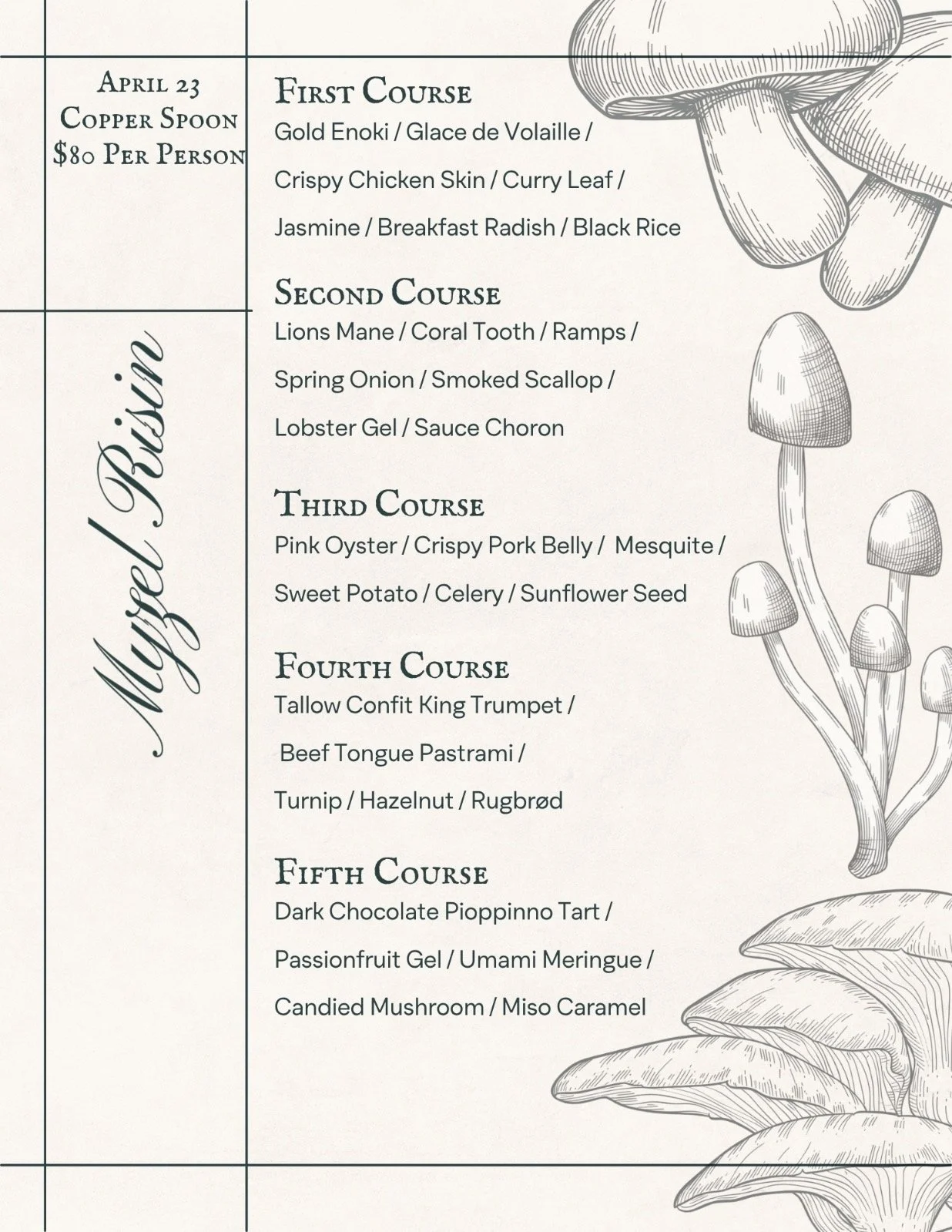 Copper Spoon Fort Wayne & Myzel Risin' Mushroom Tasting Dinner