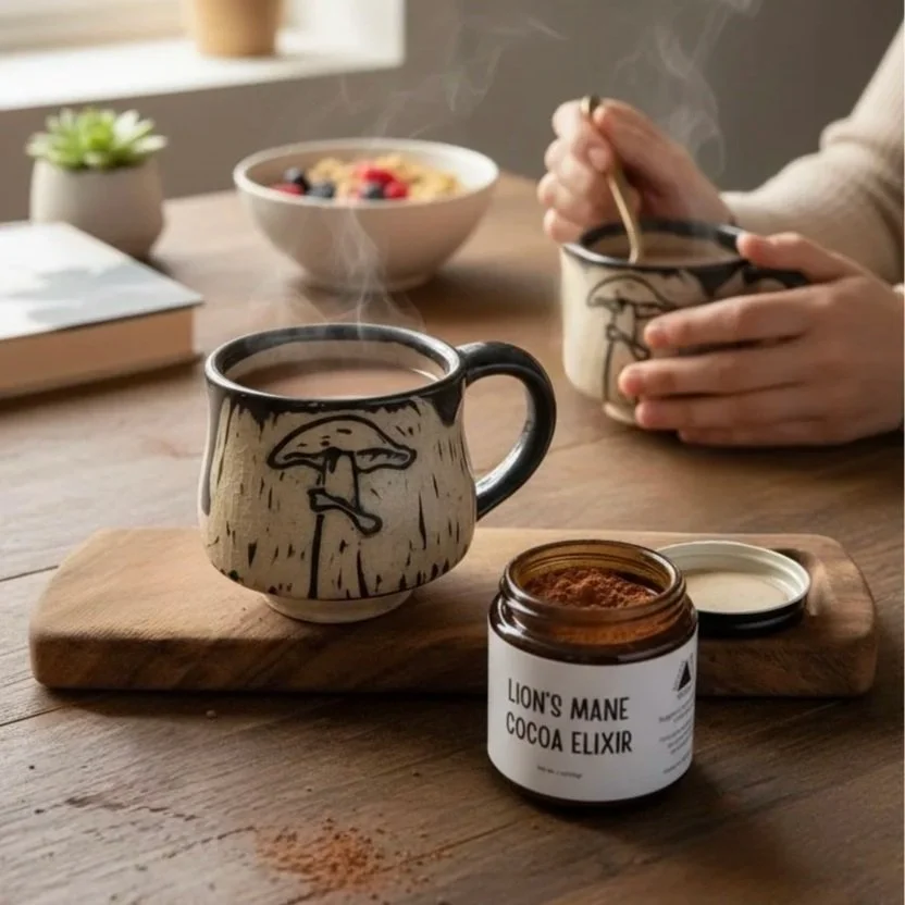 Myzel Risin' YLNI Farmer's Market Silent Auction 2025 item - Lion's Mane Cocoa Elixir