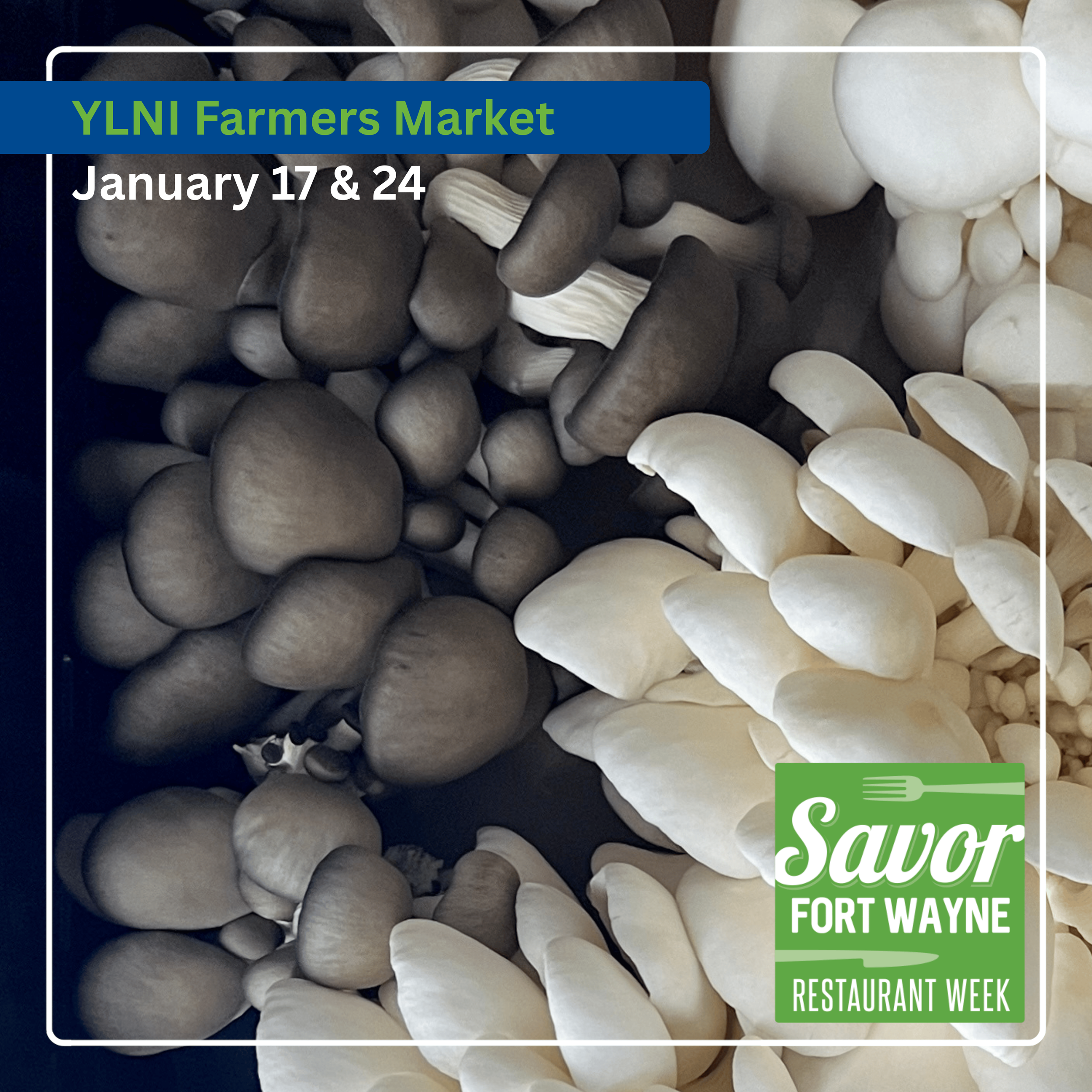 Savor Fort Wayne 2026 exclusive chef-inspired pricing at YLNI Farmers Market Saturday January 17 & 24!