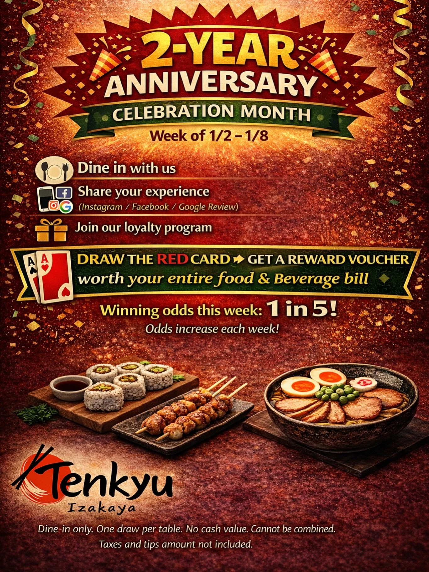 2 Yrs Anniversary Celebration!

1/5 Chance to win your spending back!

#champaign #urbana #uiuc #sushi #sake
