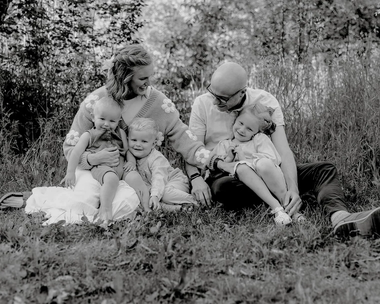 family photo in calgary of mother father and 3 children
