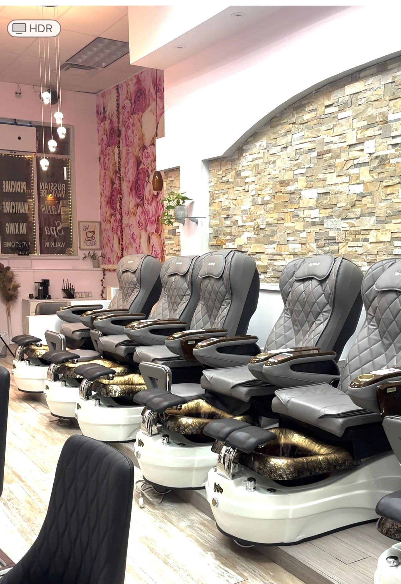 Luxury Whitby nail salon interior at Myrie Beauty