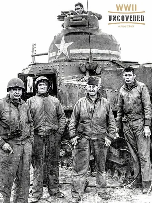A crew operating an M-3 American medium tank