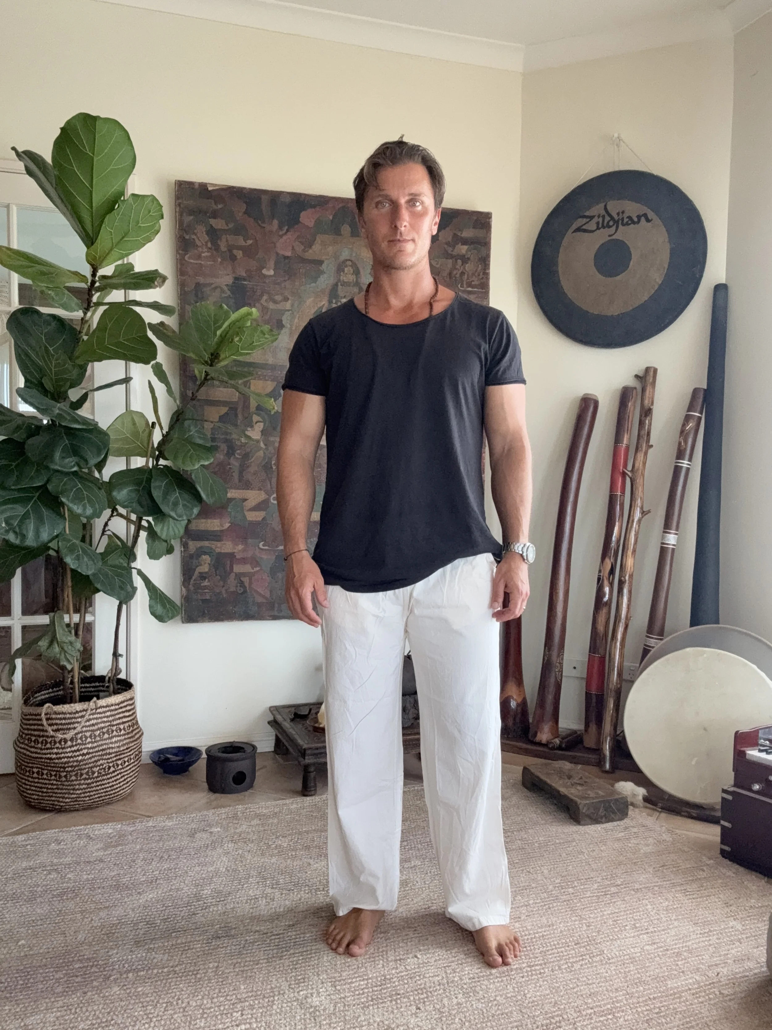 White organic cotton yoga pants