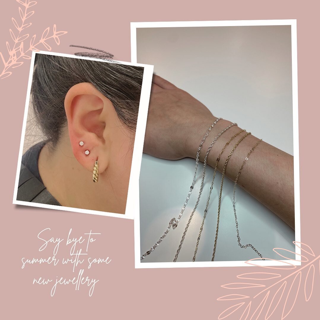 Say bye to summer with some new jewellery 💎

Professional Ear + Nose Piercings | Permanent Jewellery | Tooth Gems

Let us sparkle you at St Vital Centre ✨

Walk-ins welcome or book online ahead of time using the link in our bio! 
_________

#winnipe
