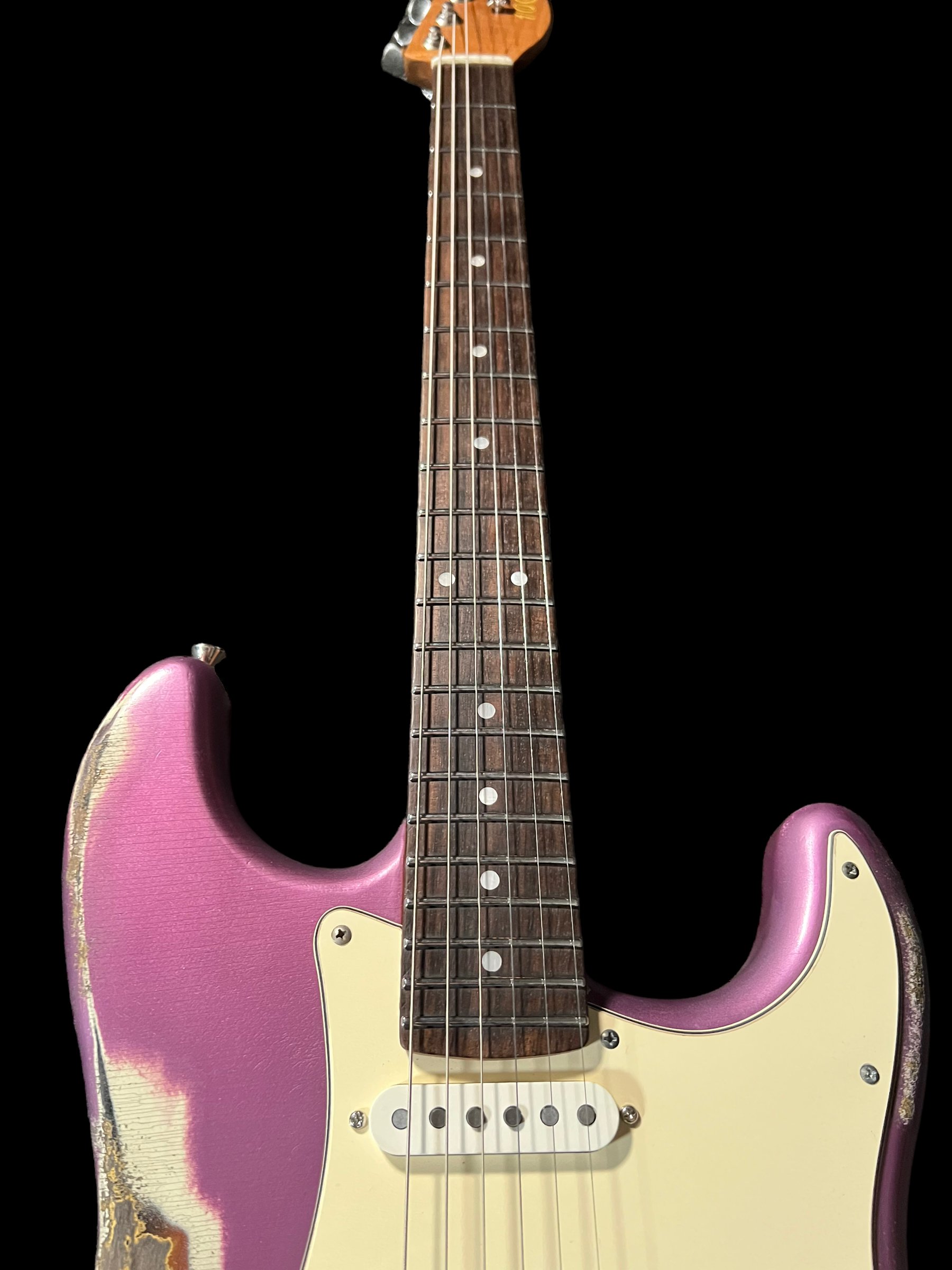 10S Guitars - HSS Strat Purple Over Sunburst Relic 5.JPG